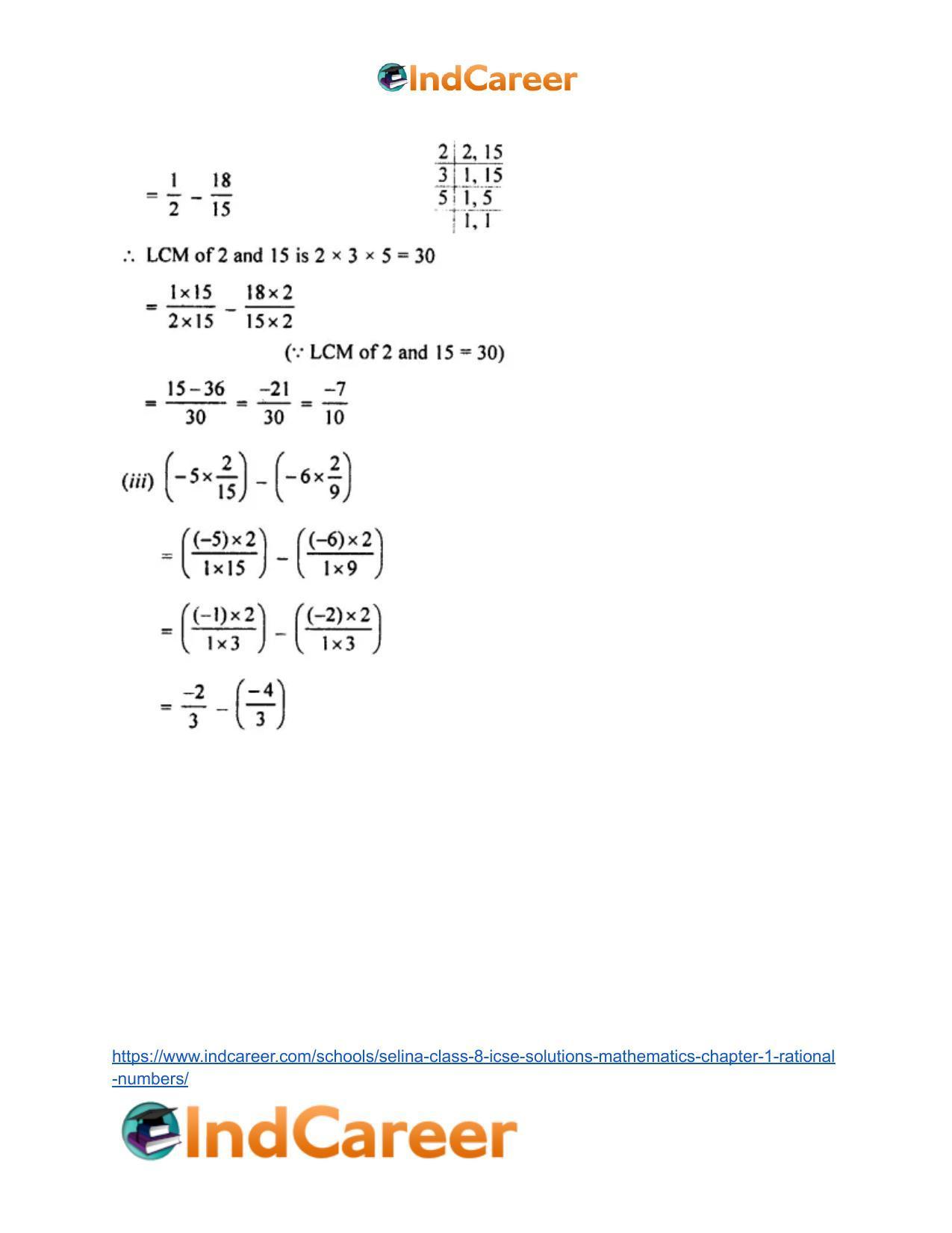 Selina Class 8 ICSE Solutions Mathematics : Chapter 1- Rational Numbers - Page 59