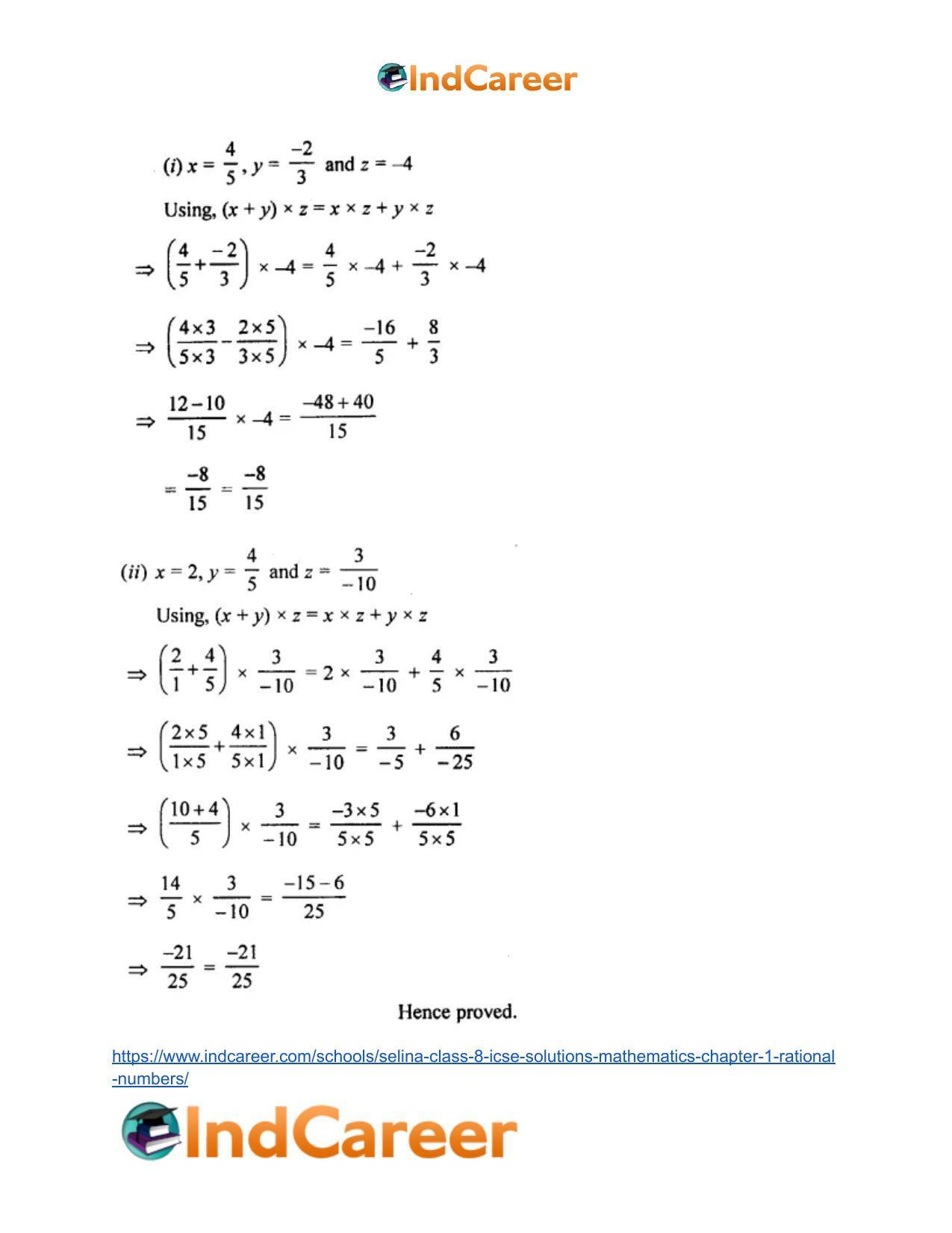 Selina Class 8 ICSE Solutions Mathematics : Chapter 1- Rational Numbers - Page 66