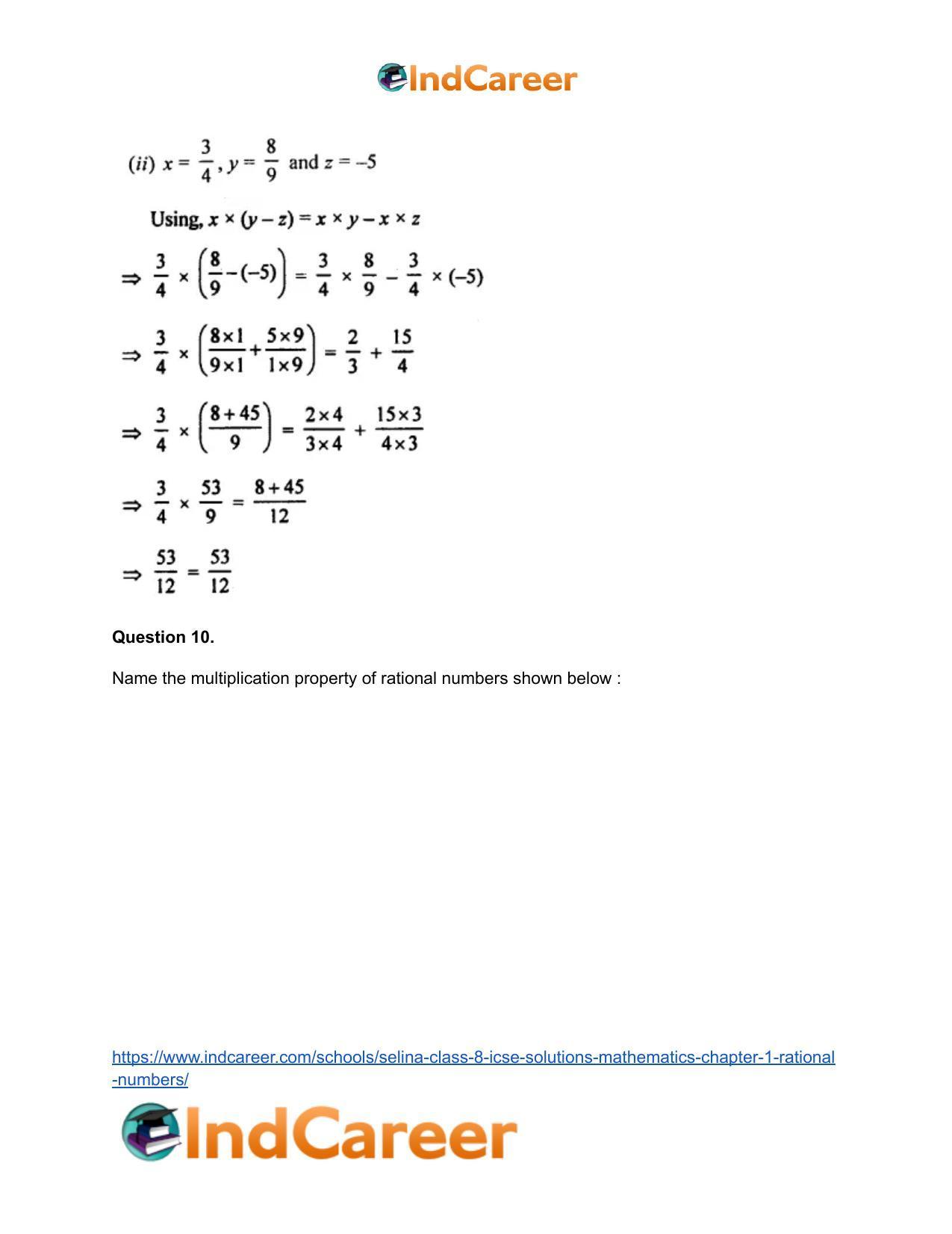 Selina Class 8 ICSE Solutions Mathematics : Chapter 1- Rational Numbers - Page 68