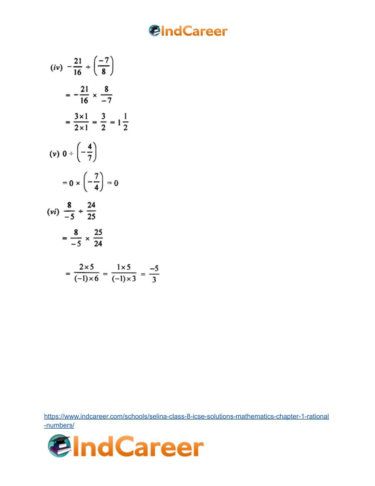 Selina Class 8 ICSE Solutions Mathematics : Chapter 1- Rational Numbers - Page 72