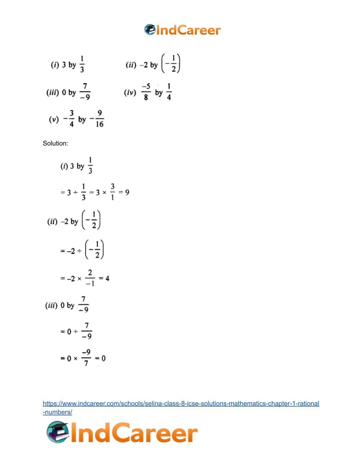 Selina Class 8 ICSE Solutions Mathematics : Chapter 1- Rational Numbers - Page 74