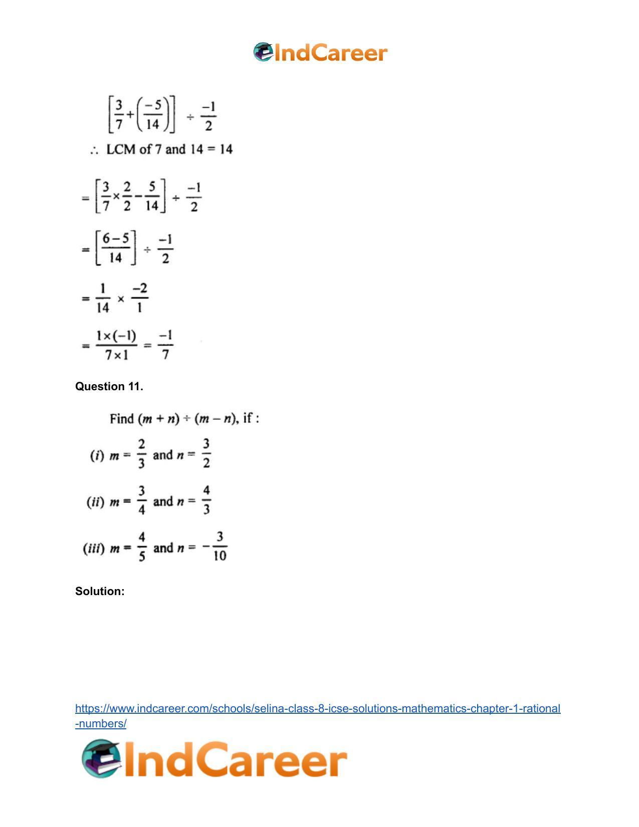 Selina Class 8 ICSE Solutions Mathematics : Chapter 1- Rational Numbers - Page 80