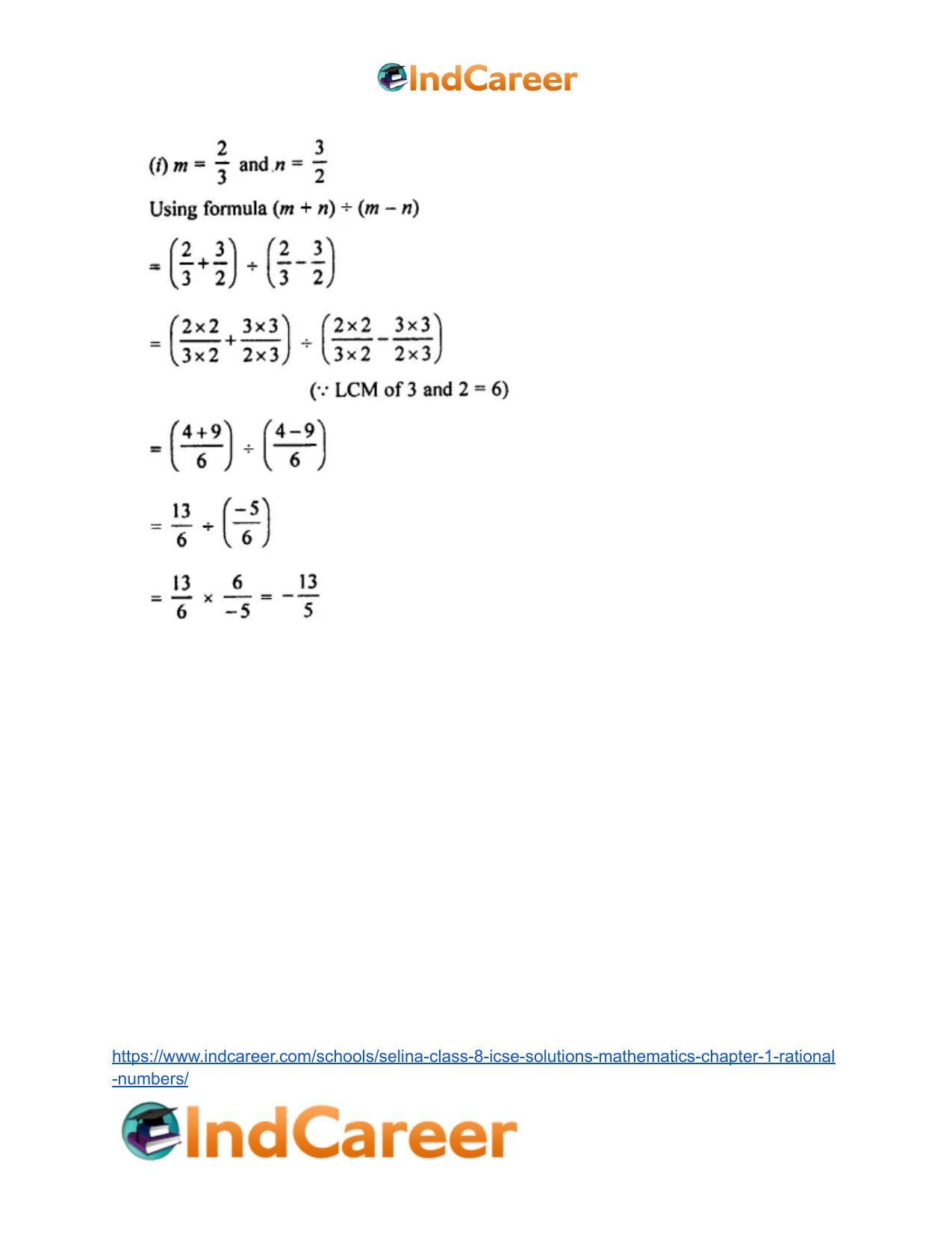Selina Class 8 ICSE Solutions Mathematics : Chapter 1- Rational Numbers - Page 81