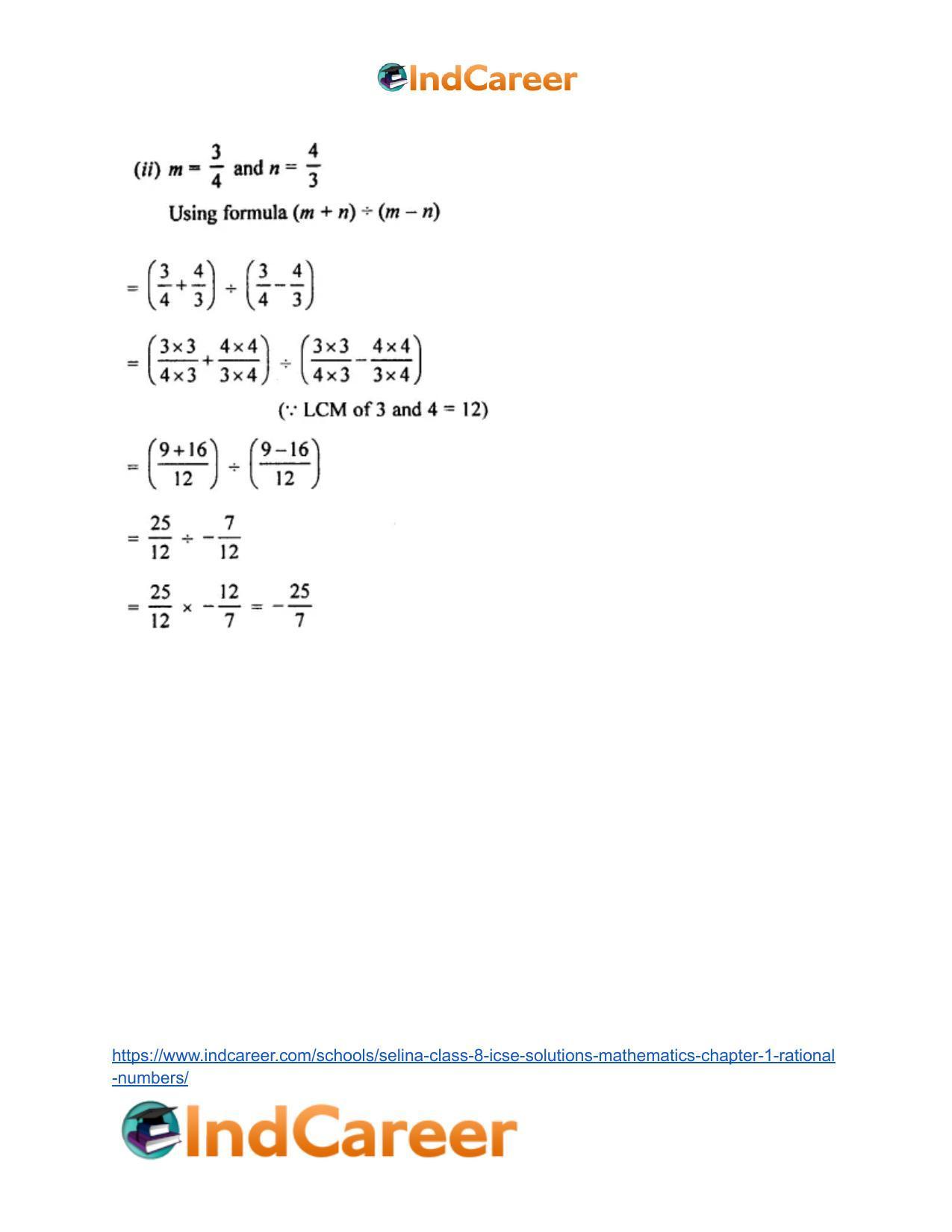 Selina Class 8 ICSE Solutions Mathematics : Chapter 1- Rational Numbers - Page 82