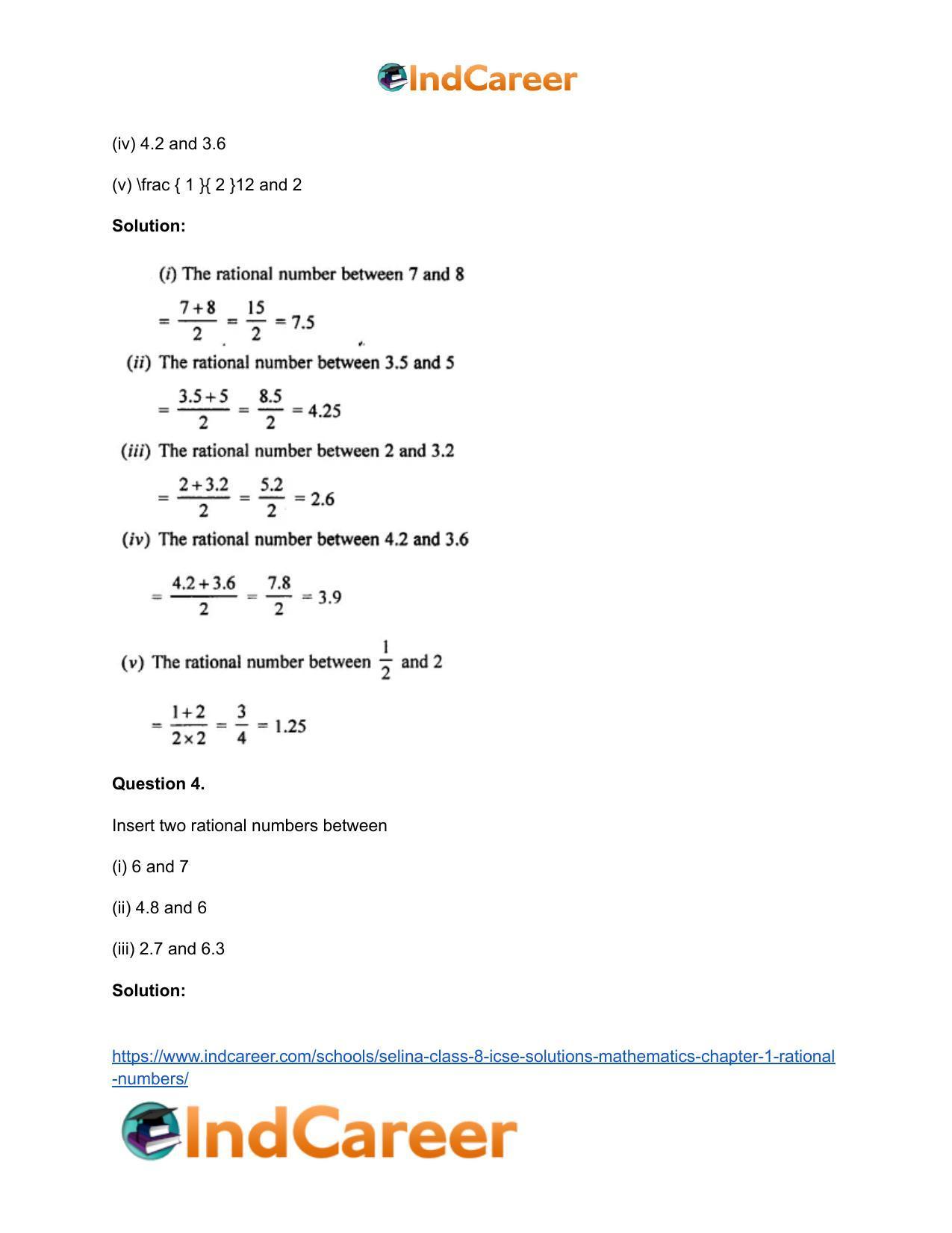 Selina Class 8 ICSE Solutions Mathematics : Chapter 1- Rational Numbers - Page 87