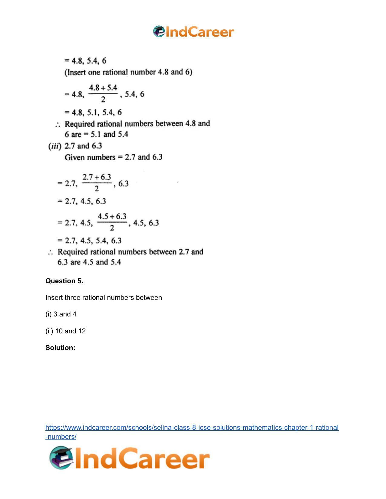 Selina Class 8 ICSE Solutions Mathematics : Chapter 1- Rational Numbers - Page 89