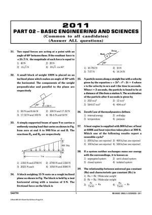 TANCET Basic Engineering and Sciences Question Papers 2011