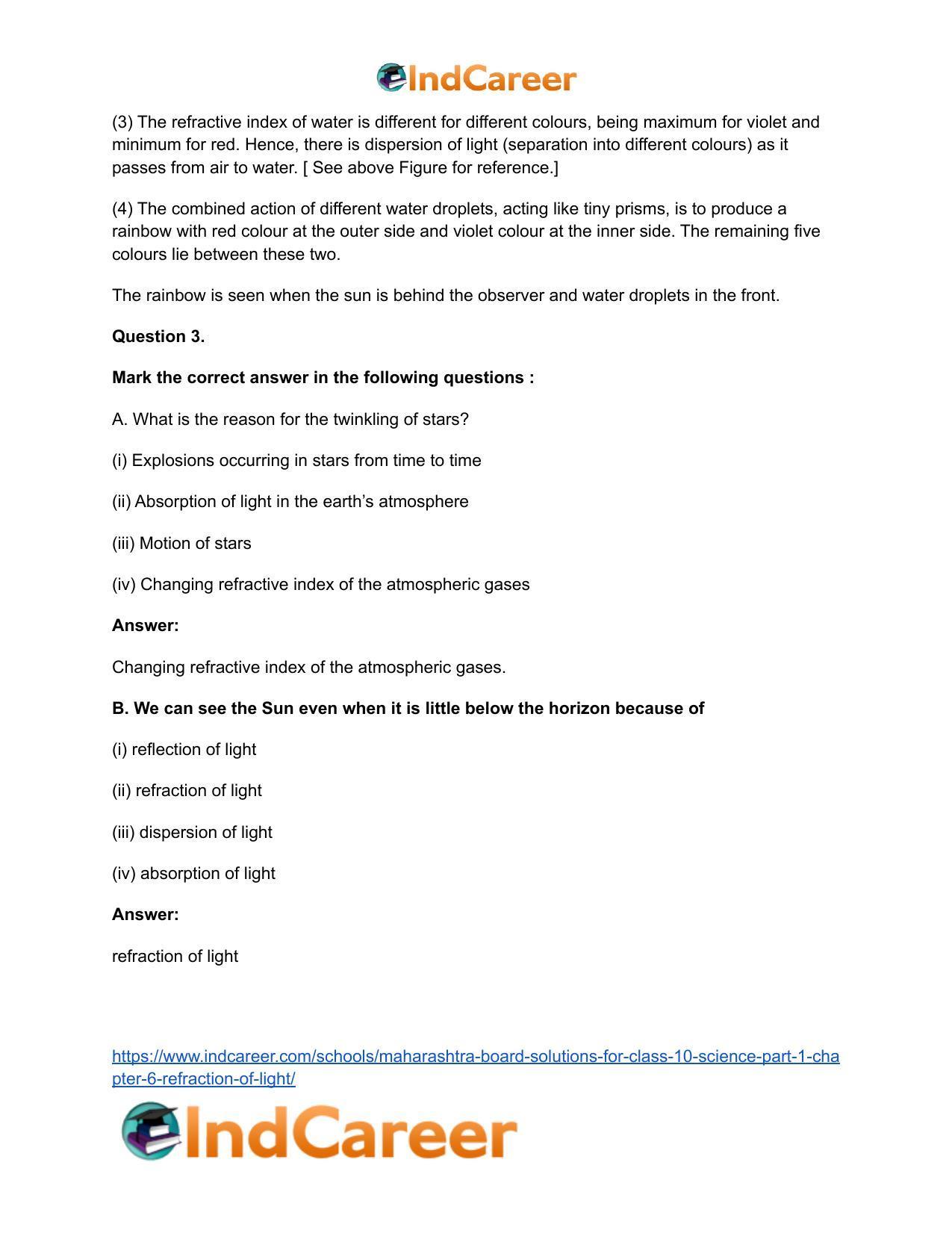 Maharashtra Board Solutions for Class 10- Science (Part 1): Chapter 6- Refraction of Light - Page 5