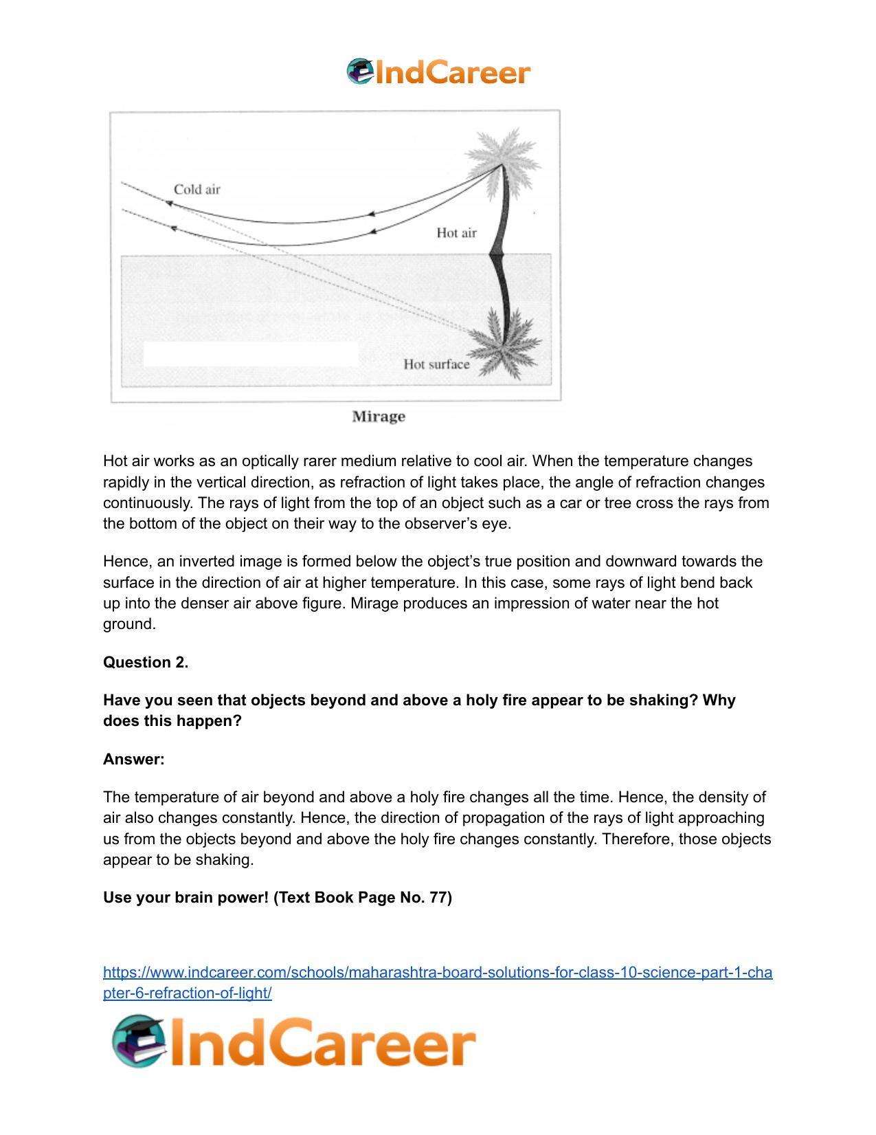 Maharashtra Board Solutions for Class 10- Science (Part 1): Chapter 6- Refraction of Light - Page 9