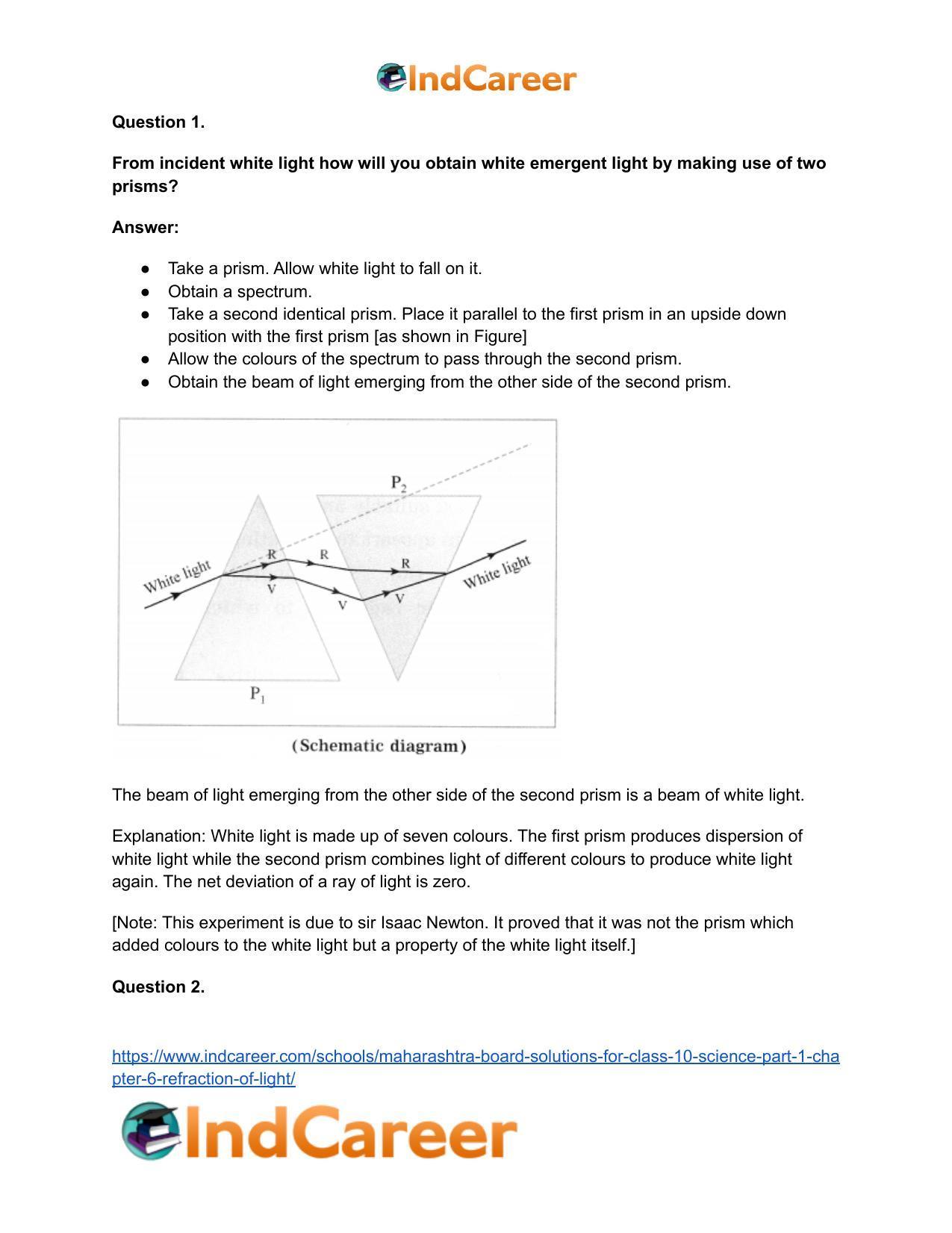 Maharashtra Board Solutions for Class 10- Science (Part 1): Chapter 6- Refraction of Light - Page 10