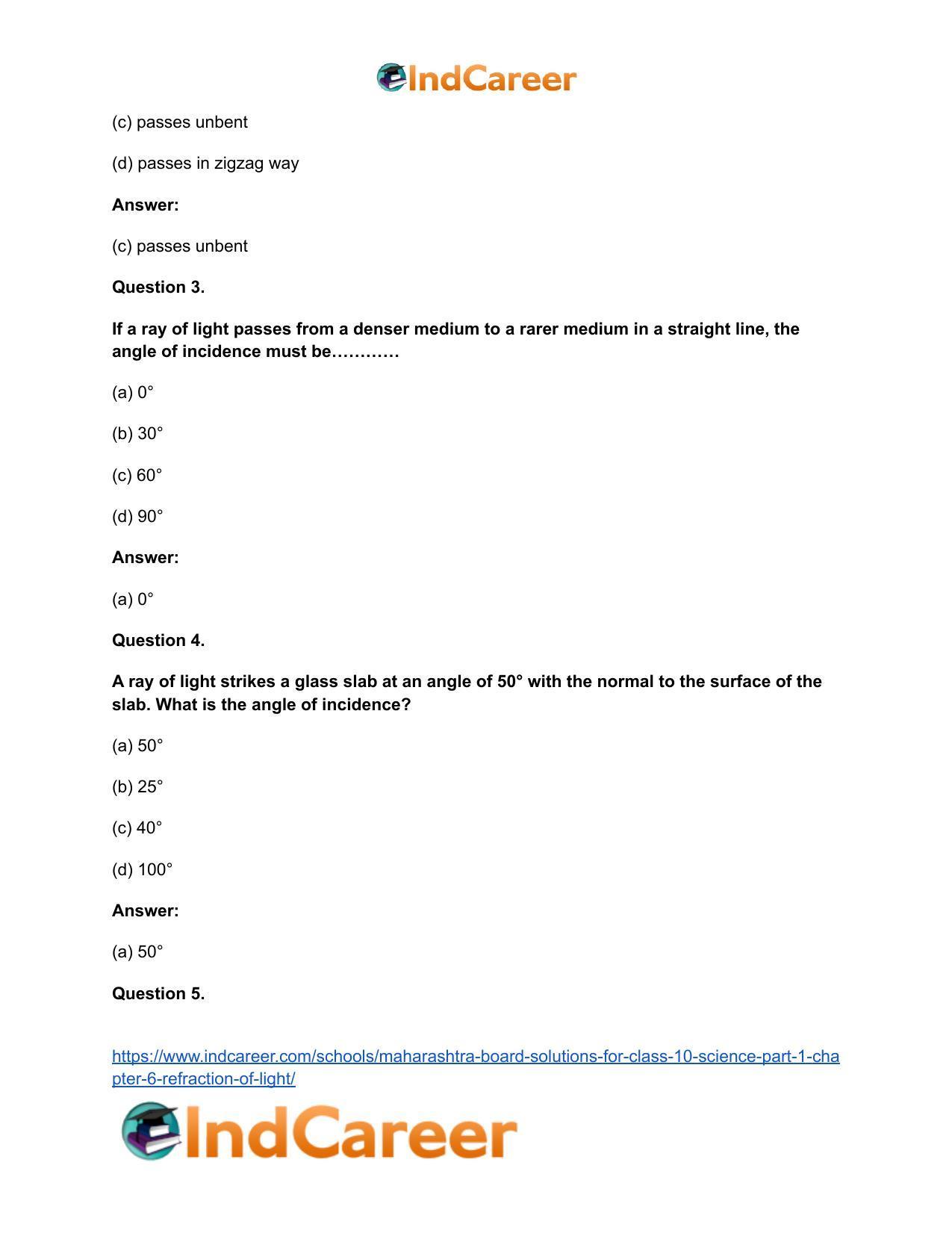 Maharashtra Board Solutions for Class 10- Science (Part 1): Chapter 6- Refraction of Light - Page 14