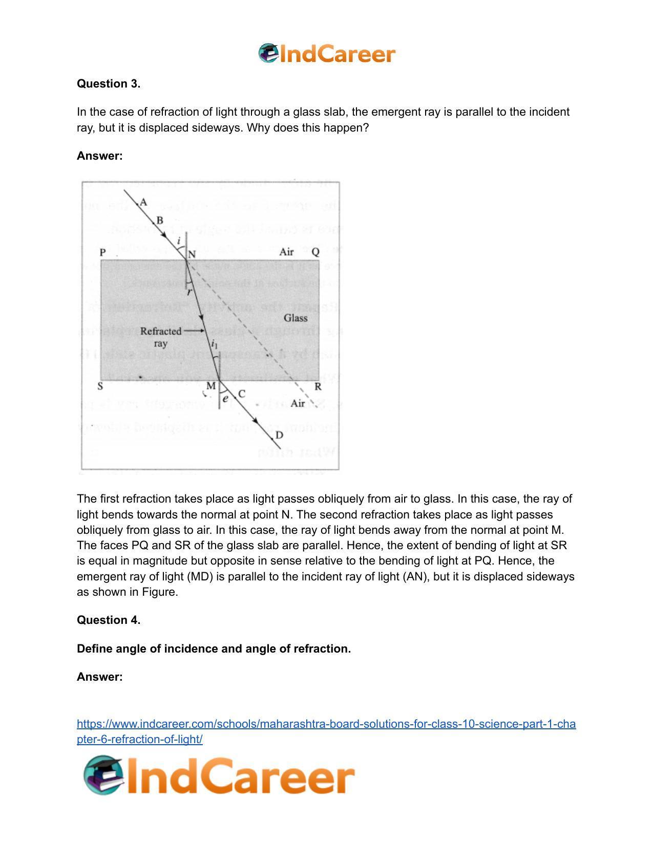 Maharashtra Board Solutions for Class 10- Science (Part 1): Chapter 6- Refraction of Light - Page 25