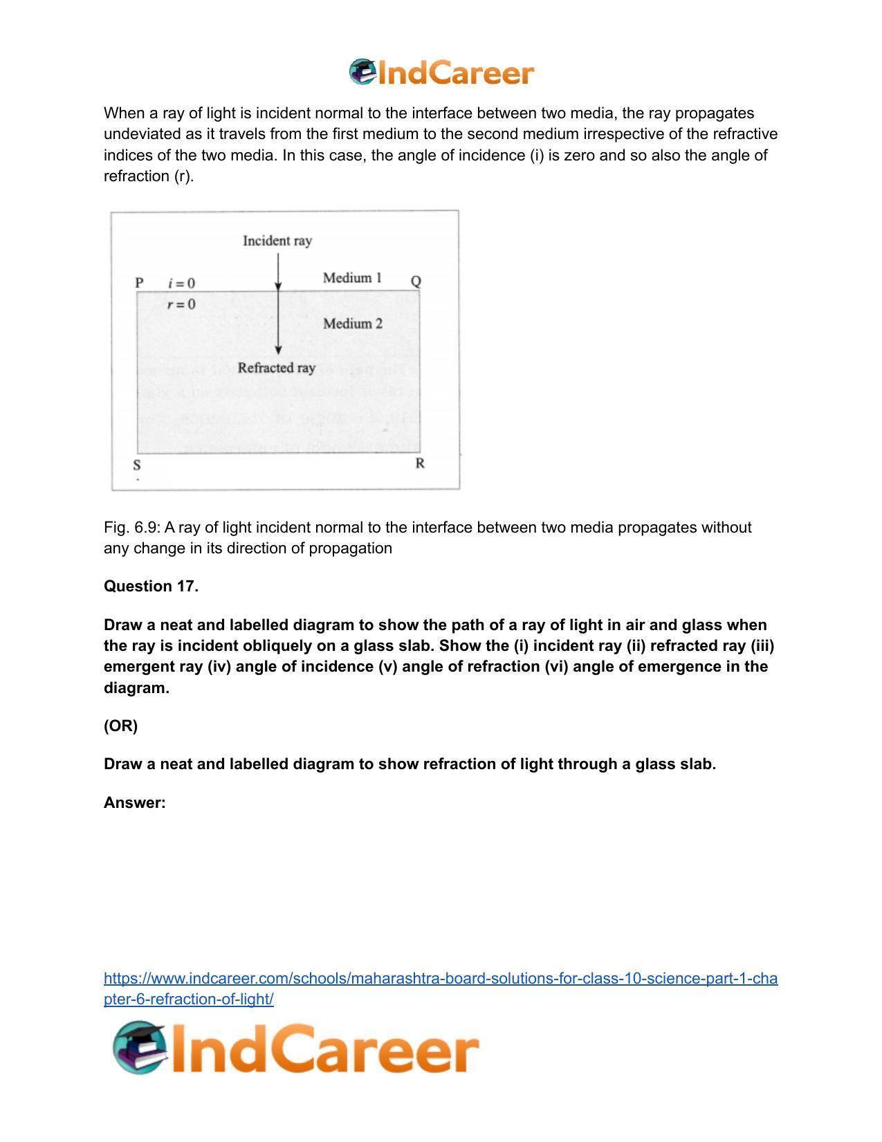 Maharashtra Board Solutions for Class 10- Science (Part 1): Chapter 6- Refraction of Light - Page 33
