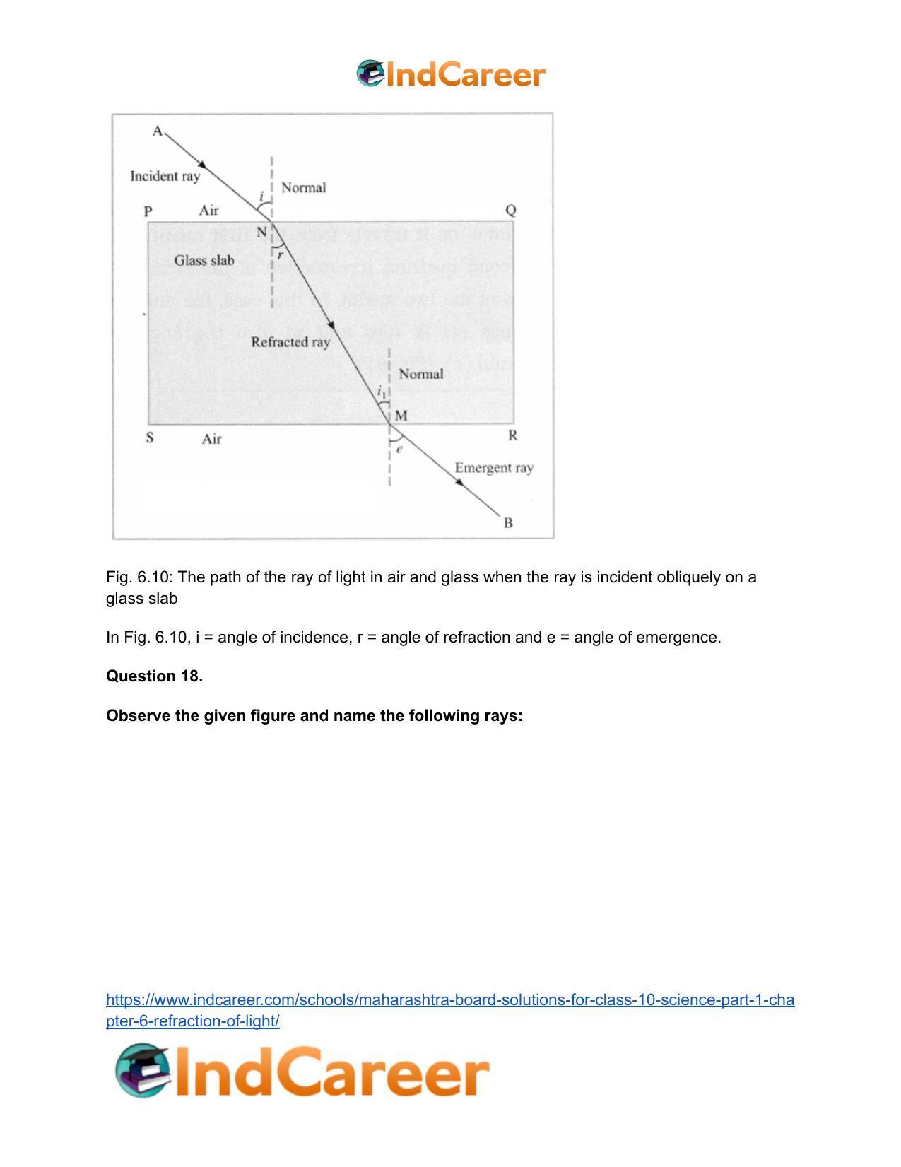Maharashtra Board Solutions for Class 10- Science (Part 1): Chapter 6- Refraction of Light - Page 34