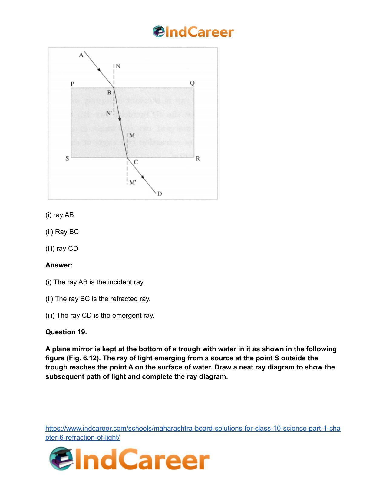 Maharashtra Board Solutions for Class 10- Science (Part 1): Chapter 6- Refraction of Light - Page 35