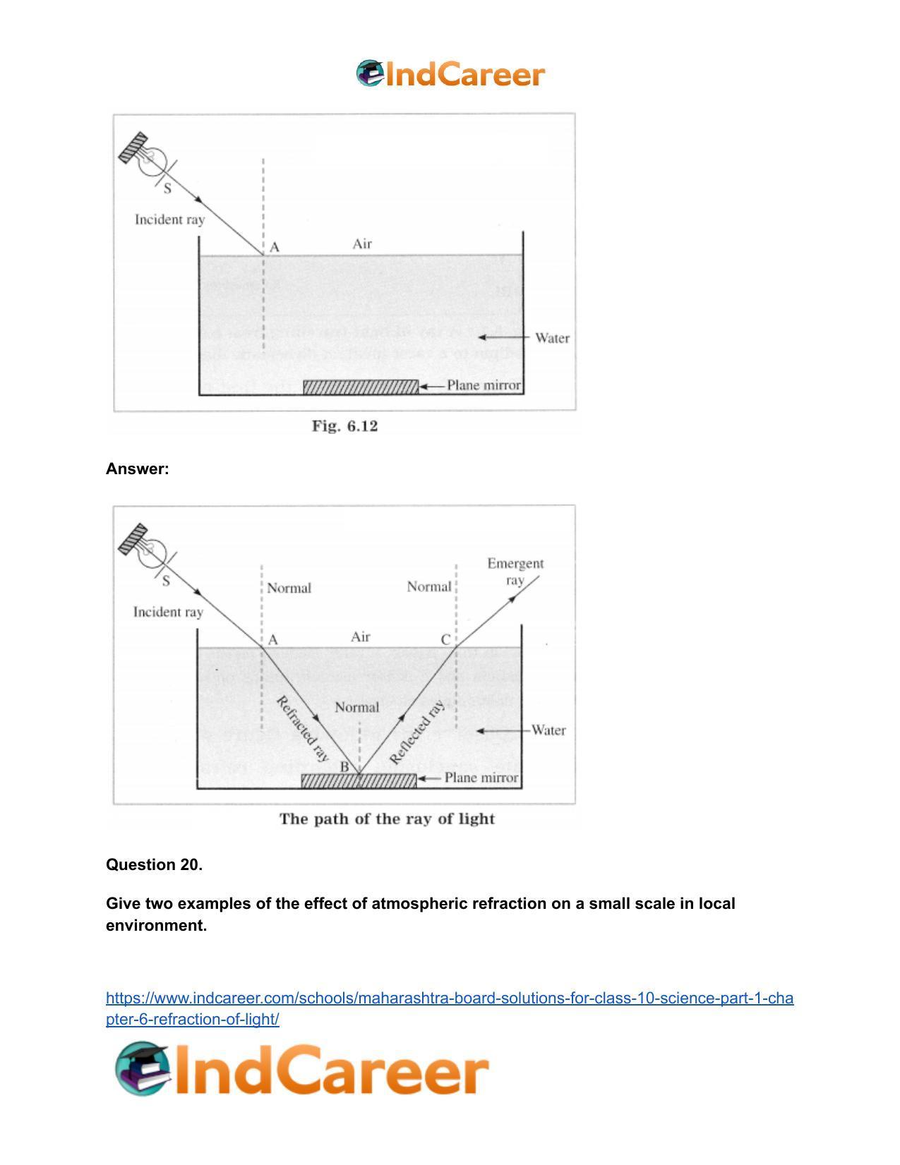 Maharashtra Board Solutions for Class 10- Science (Part 1): Chapter 6- Refraction of Light - Page 36