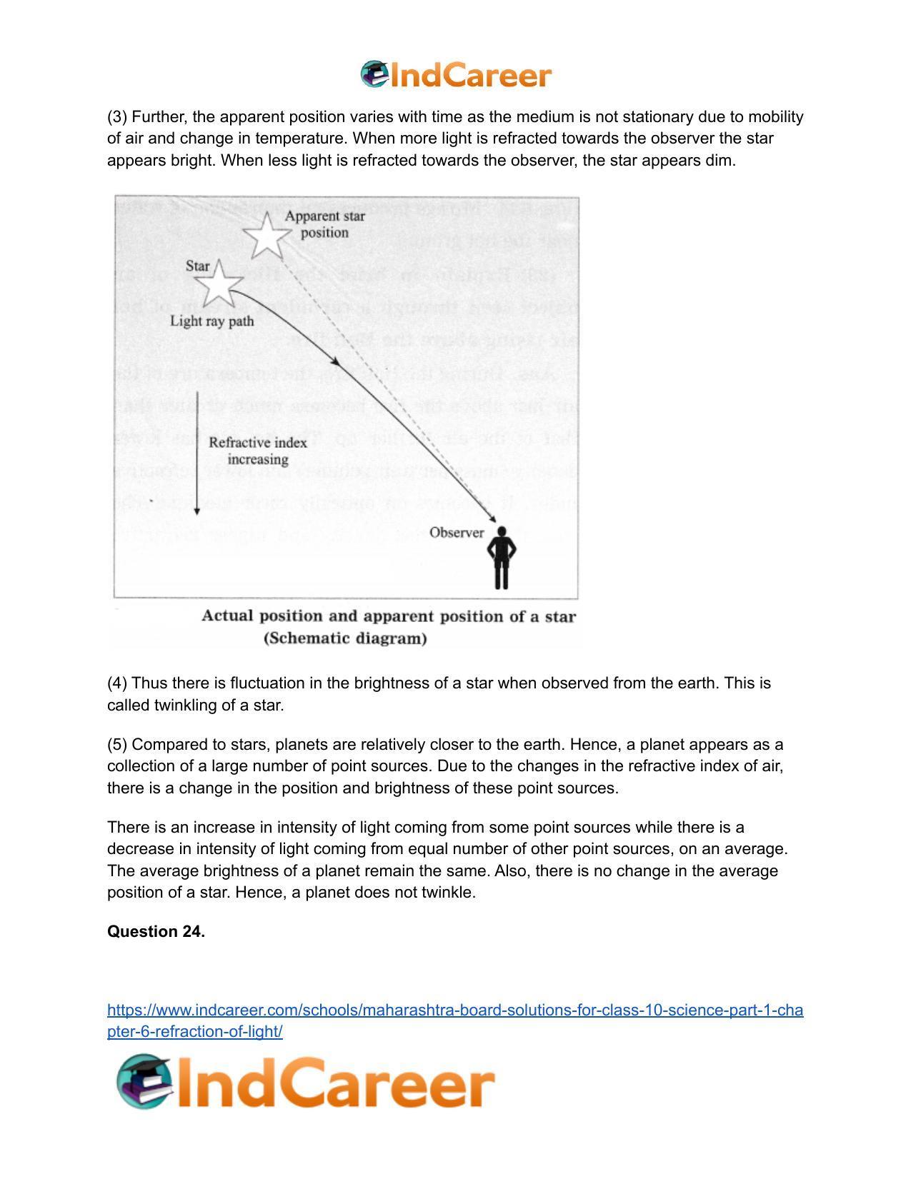 Maharashtra Board Solutions for Class 10- Science (Part 1): Chapter 6- Refraction of Light - Page 39