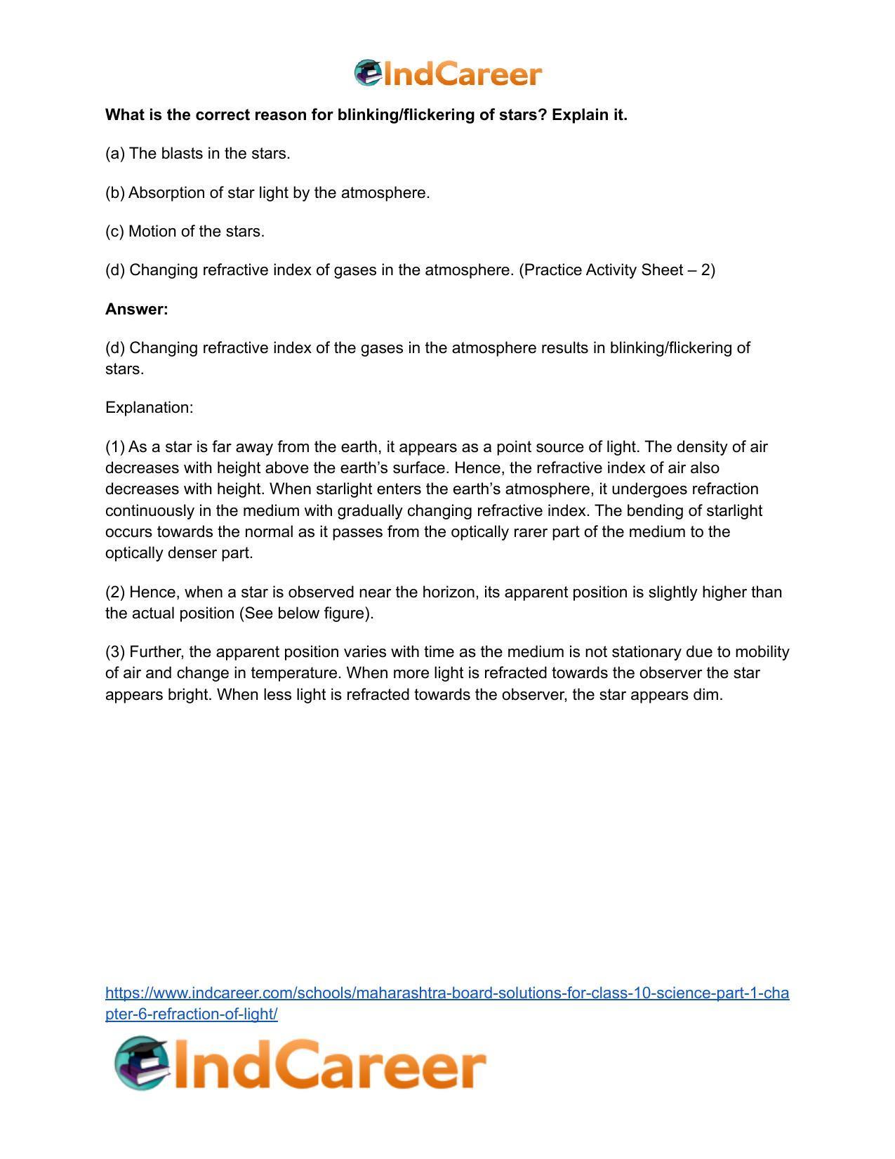 Maharashtra Board Solutions for Class 10- Science (Part 1): Chapter 6- Refraction of Light - Page 40