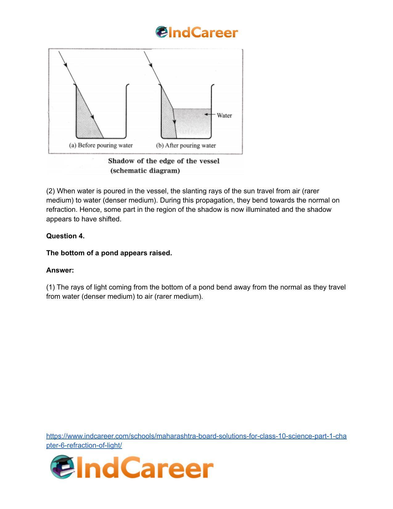 Maharashtra Board Solutions for Class 10- Science (Part 1): Chapter 6- Refraction of Light - Page 56
