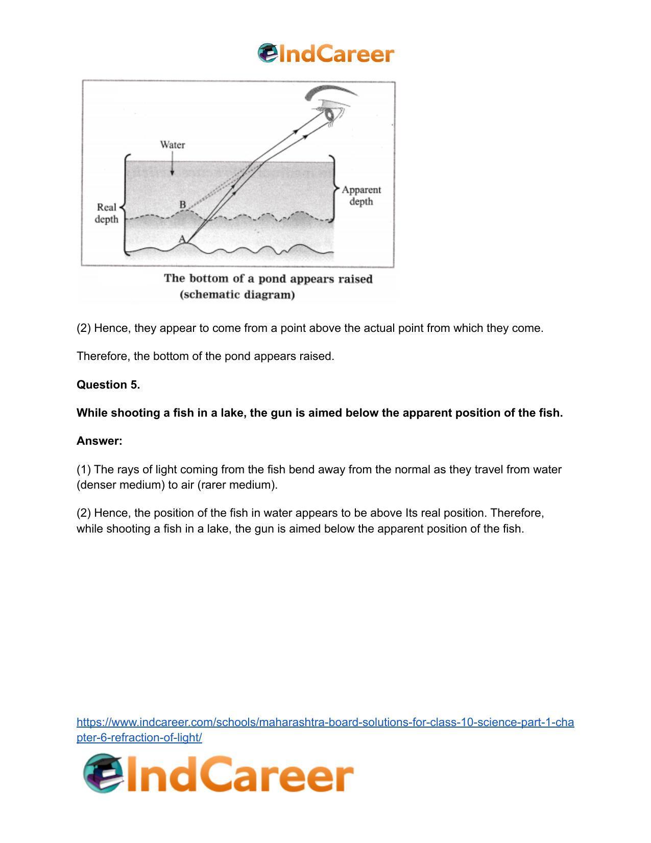 Maharashtra Board Solutions for Class 10- Science (Part 1): Chapter 6- Refraction of Light - Page 57