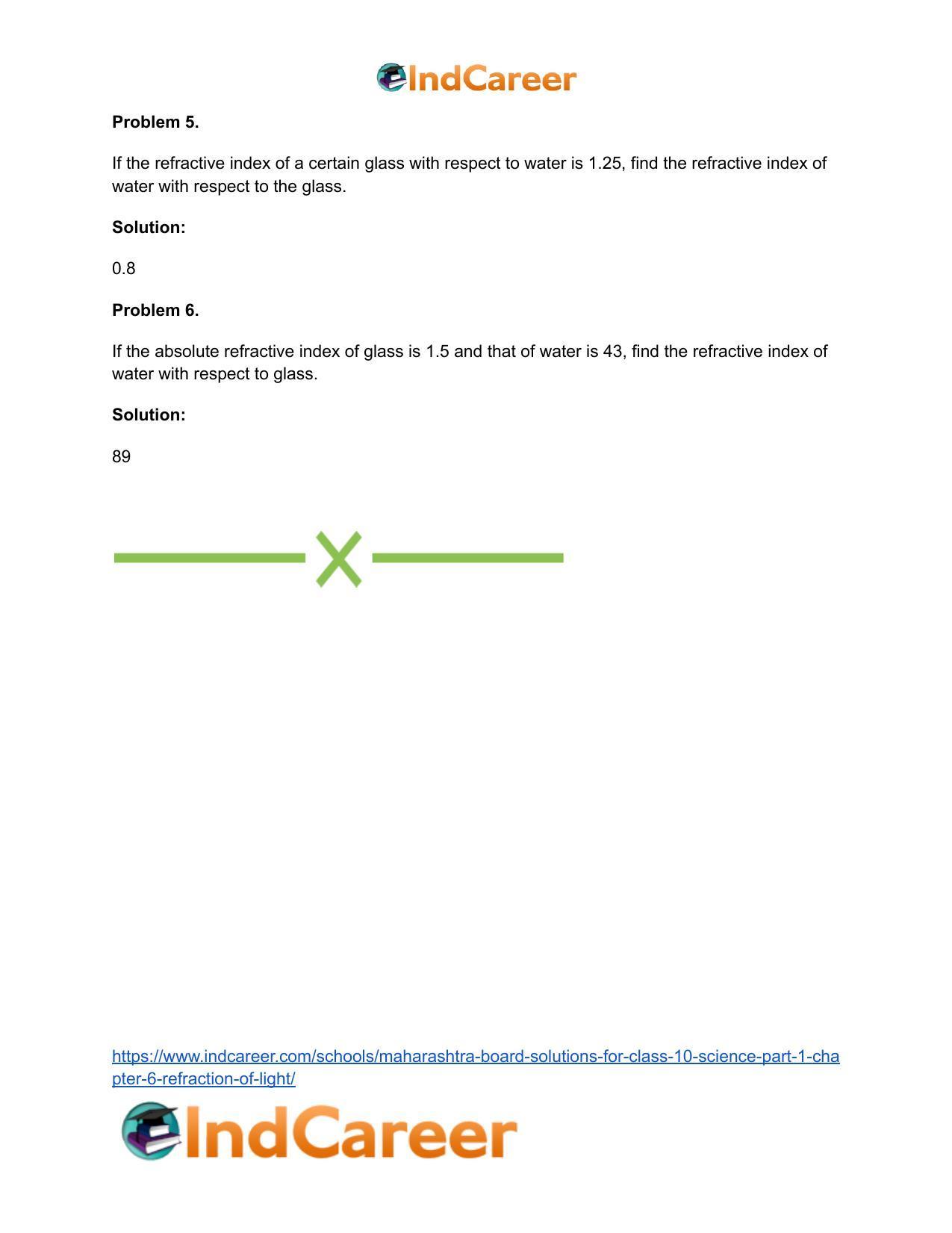 Maharashtra Board Solutions for Class 10- Science (Part 1): Chapter 6- Refraction of Light - Page 64