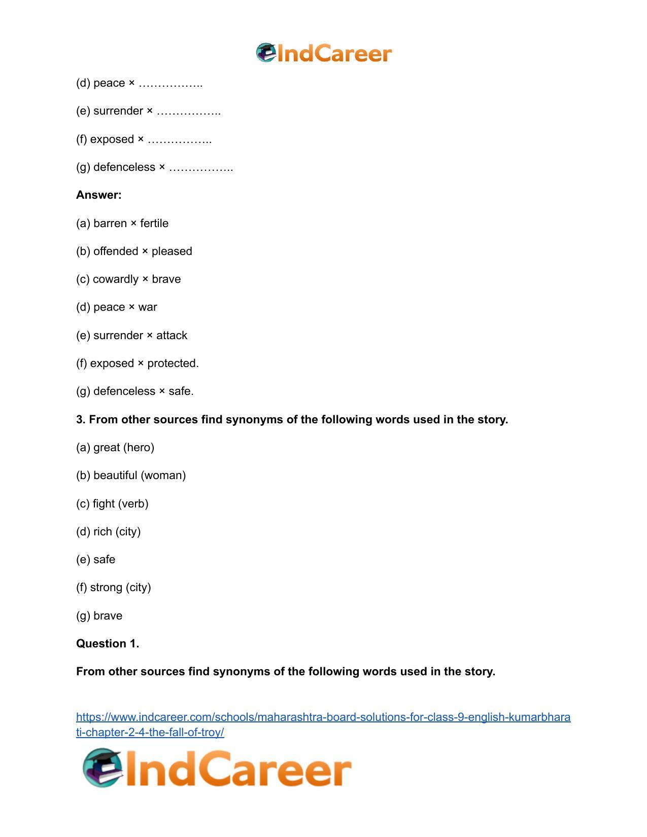 Maharashtra Board Solutions for Class 9- English Kumarbharati: Chapter 2.4- The Fall of Troy - Page 8