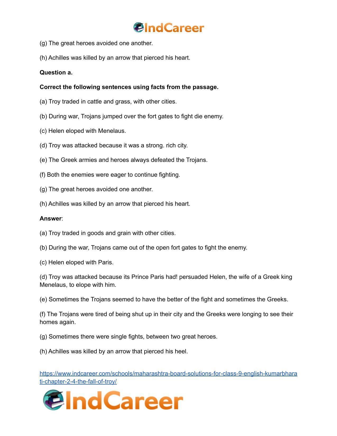 Maharashtra Board Solutions for Class 9- English Kumarbharati: Chapter 2.4- The Fall of Troy - Page 10