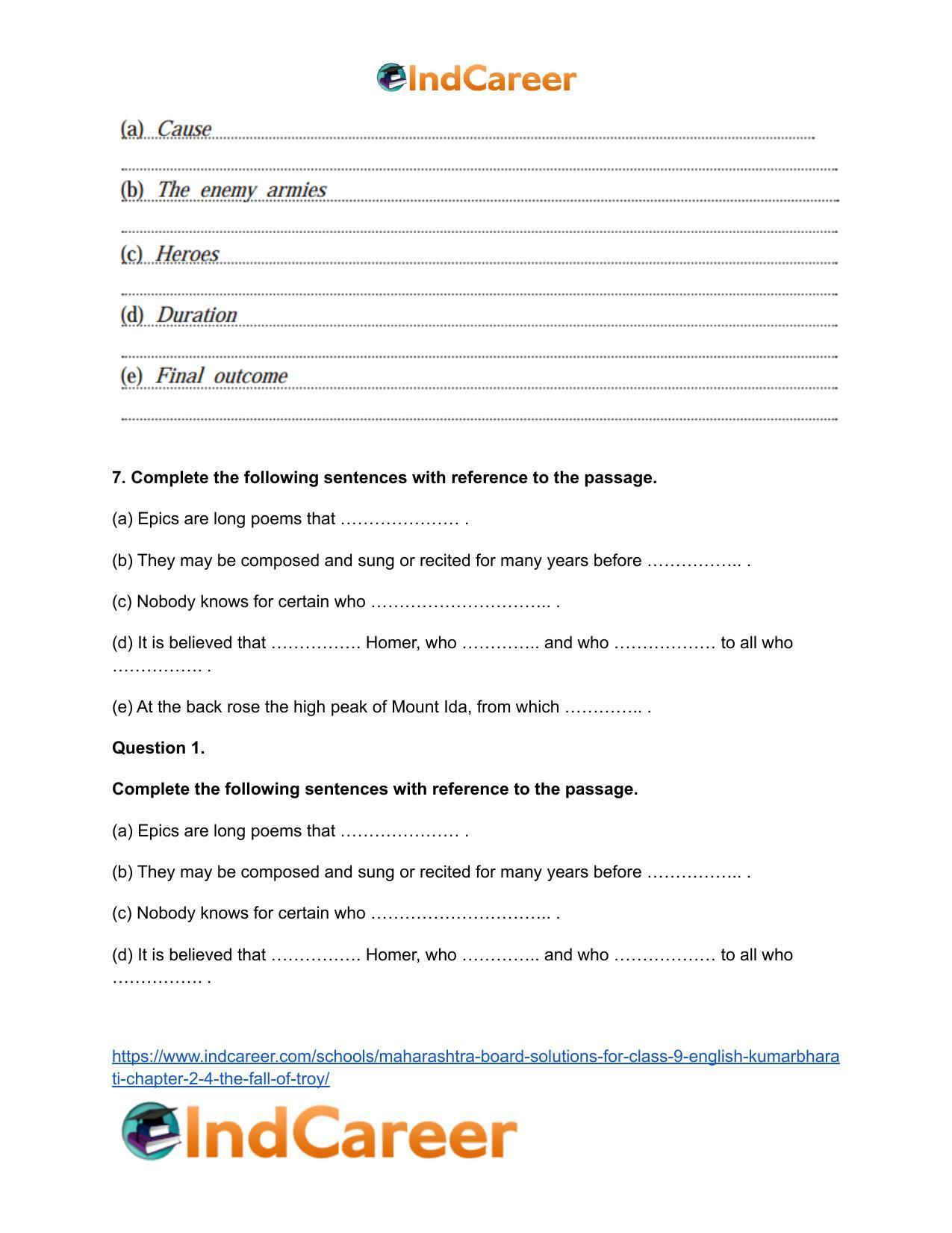 Maharashtra Board Solutions for Class 9- English Kumarbharati: Chapter 2.4- The Fall of Troy - Page 12