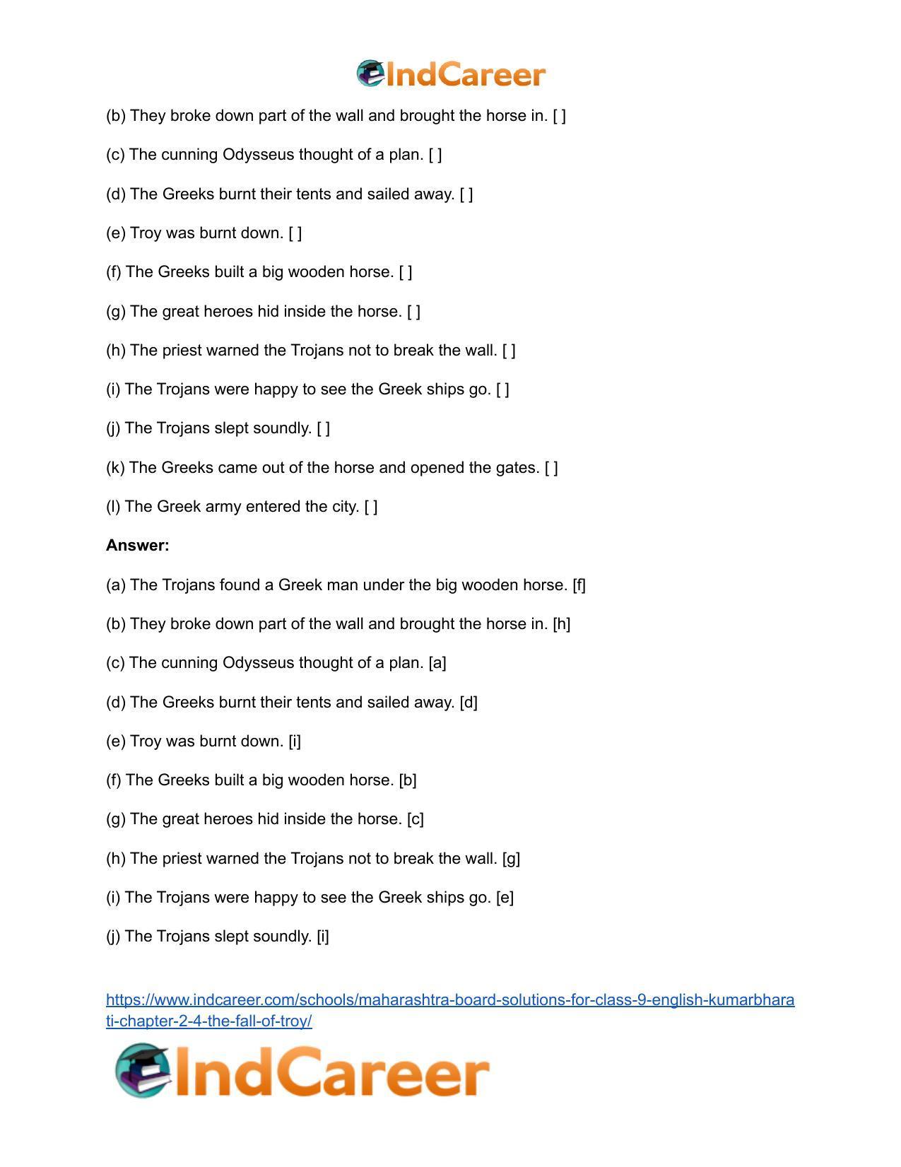 Maharashtra Board Solutions for Class 9- English Kumarbharati: Chapter 2.4- The Fall of Troy - Page 16