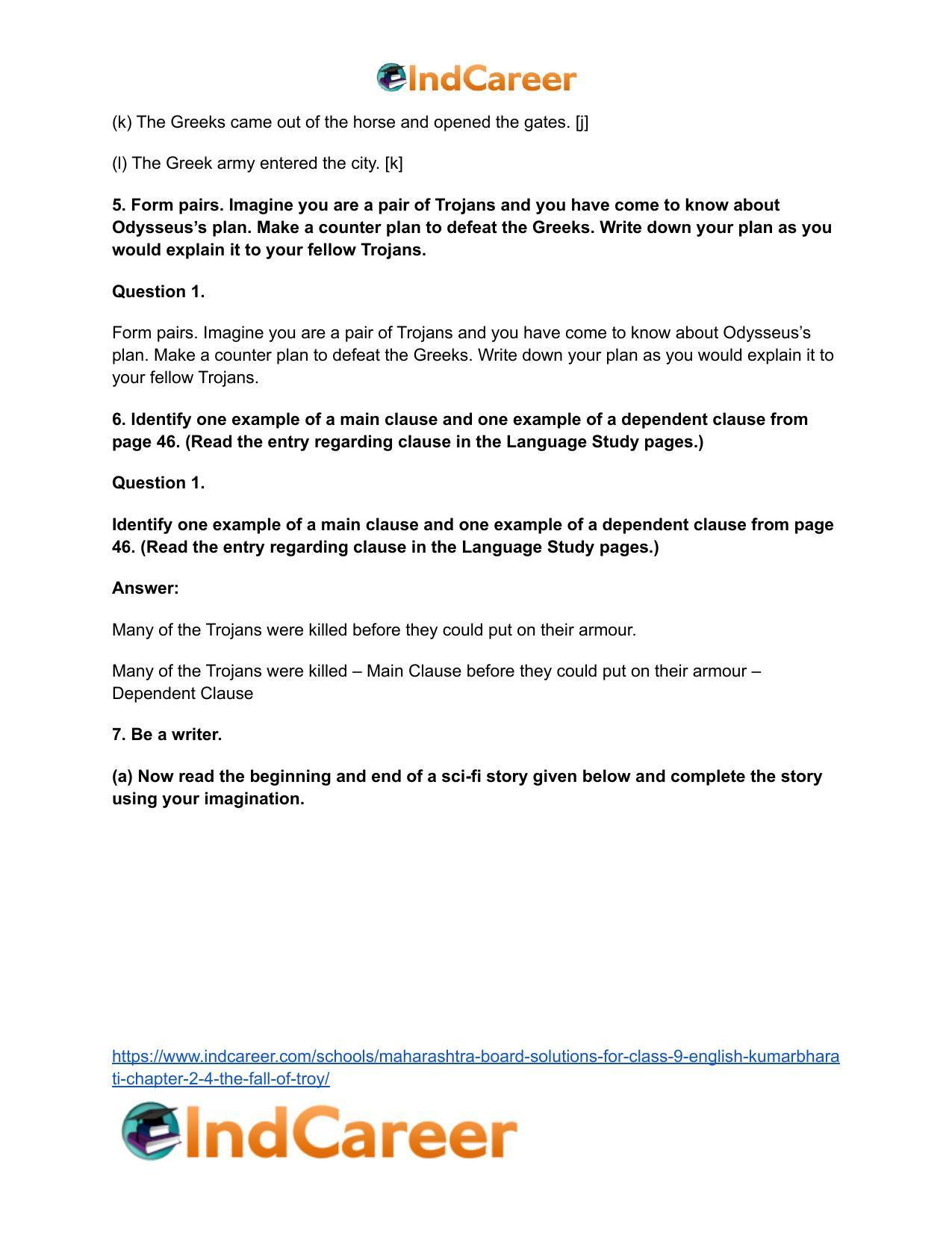 Maharashtra Board Solutions for Class 9- English Kumarbharati: Chapter 2.4- The Fall of Troy - Page 17