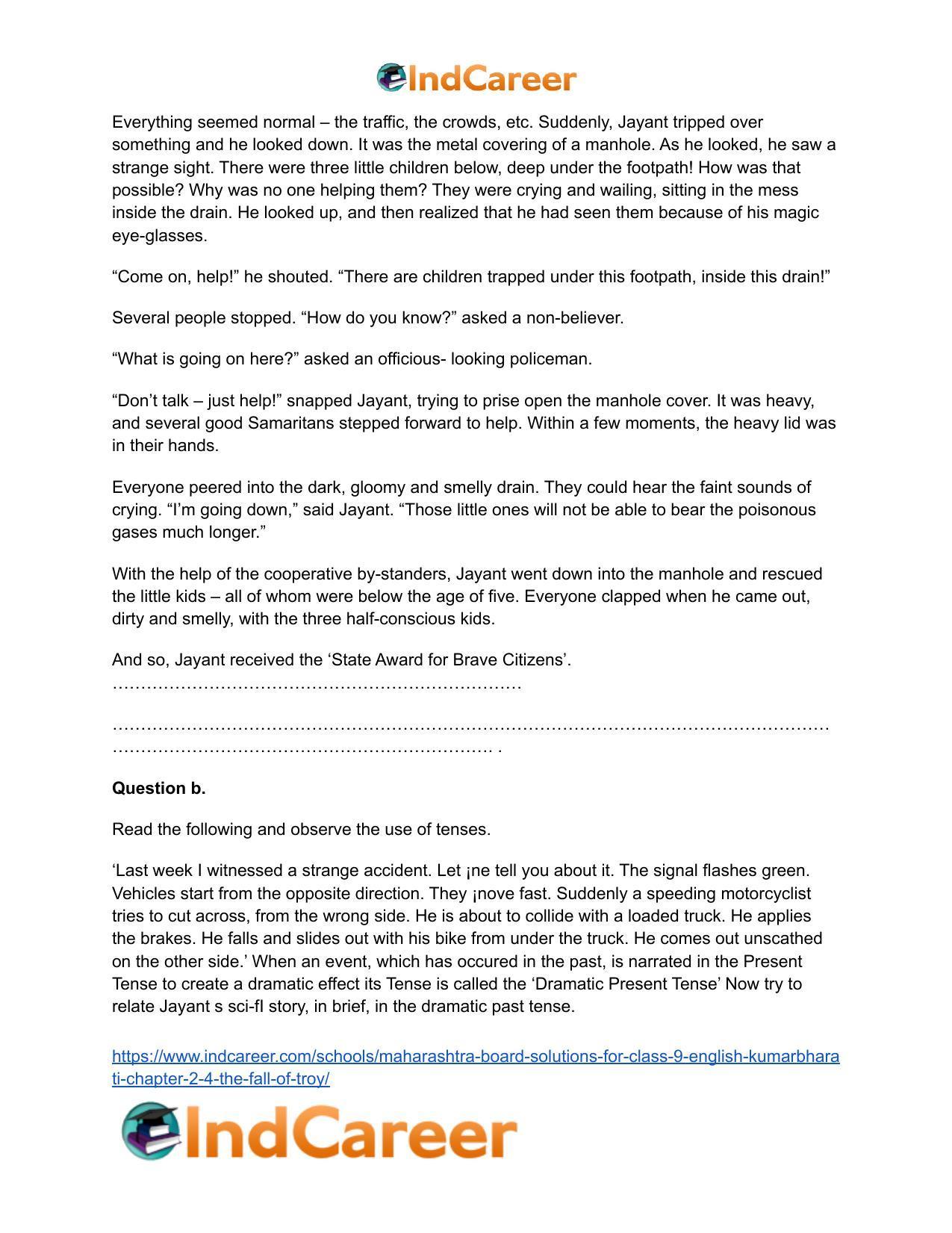 Maharashtra Board Solutions for Class 9- English Kumarbharati: Chapter 2.4- The Fall of Troy - Page 19