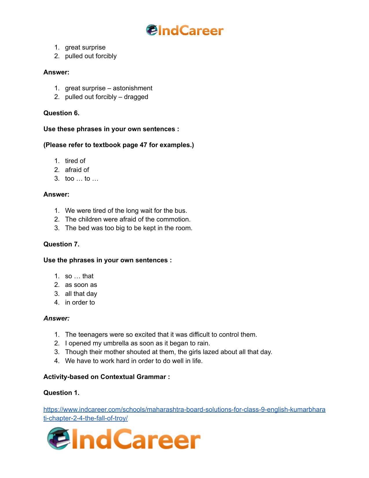 Maharashtra Board Solutions for Class 9- English Kumarbharati: Chapter 2.4- The Fall of Troy - Page 24