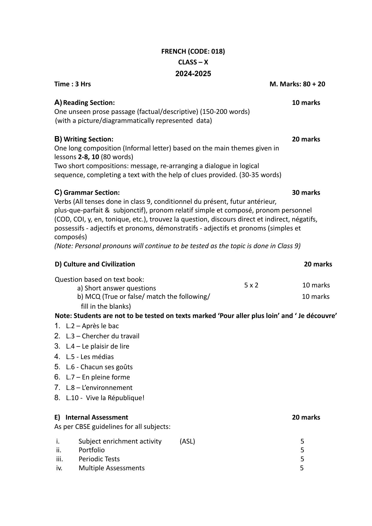 CBSE Class IX & X French Syllabus - Page 4