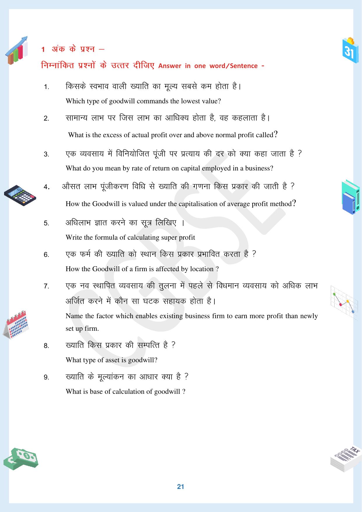 CGBSE Board Class 12 Accountancy  लेखाशास्त्र 2023-2024 Question Bank - Page 21