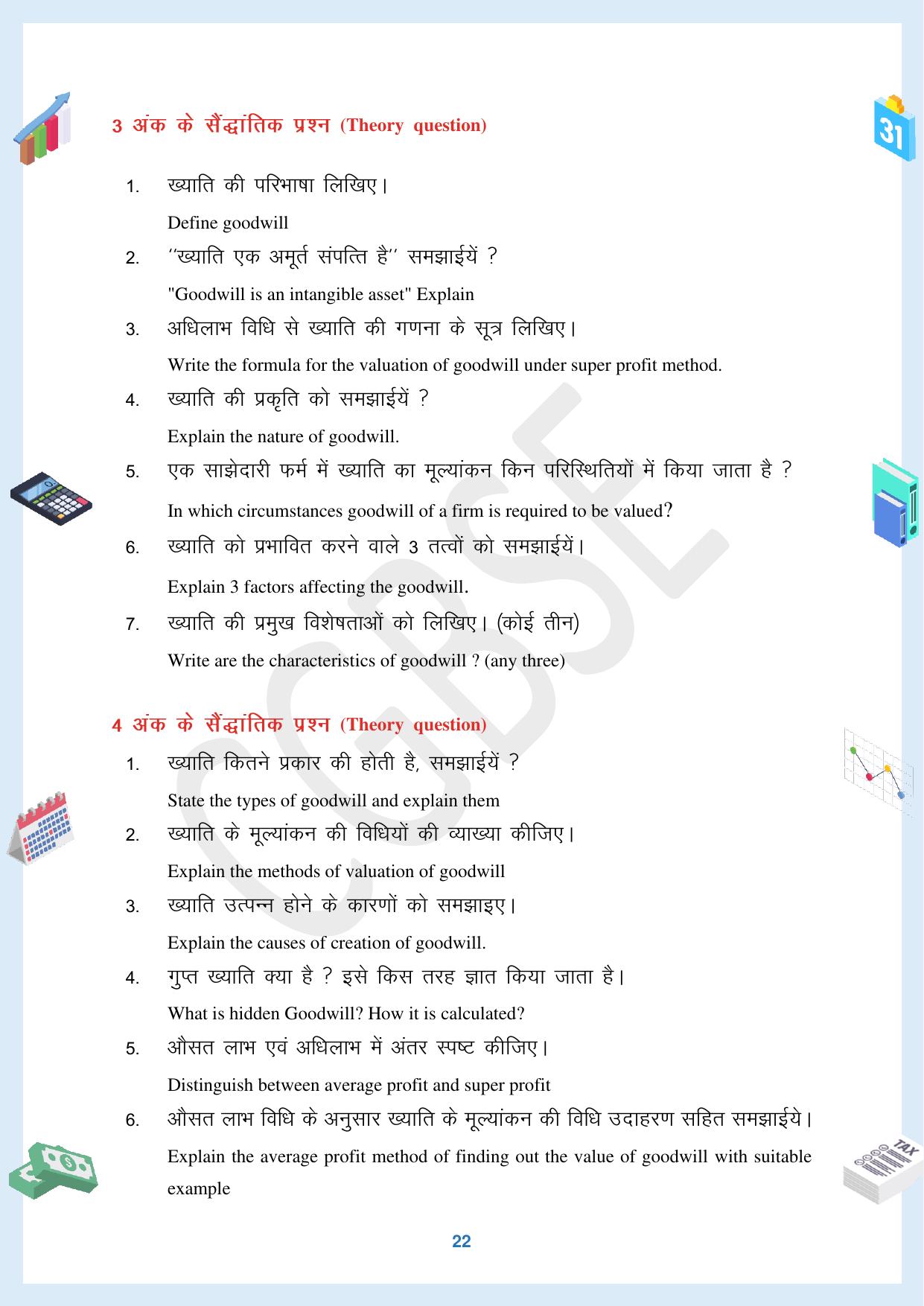 CGBSE Board Class 12 Accountancy  लेखाशास्त्र 2023-2024 Question Bank - Page 22