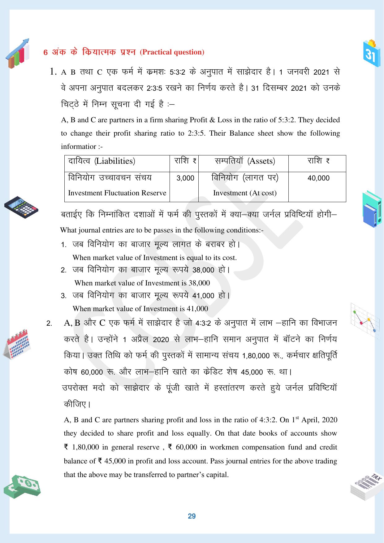CGBSE Board Class 12 Accountancy  लेखाशास्त्र 2023-2024 Question Bank - Page 29