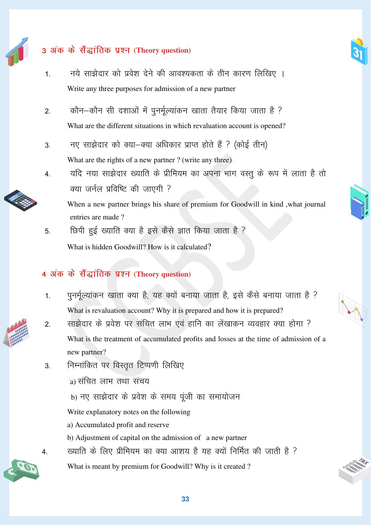 CGBSE Board Class 12 Accountancy  लेखाशास्त्र 2023-2024 Question Bank - Page 33