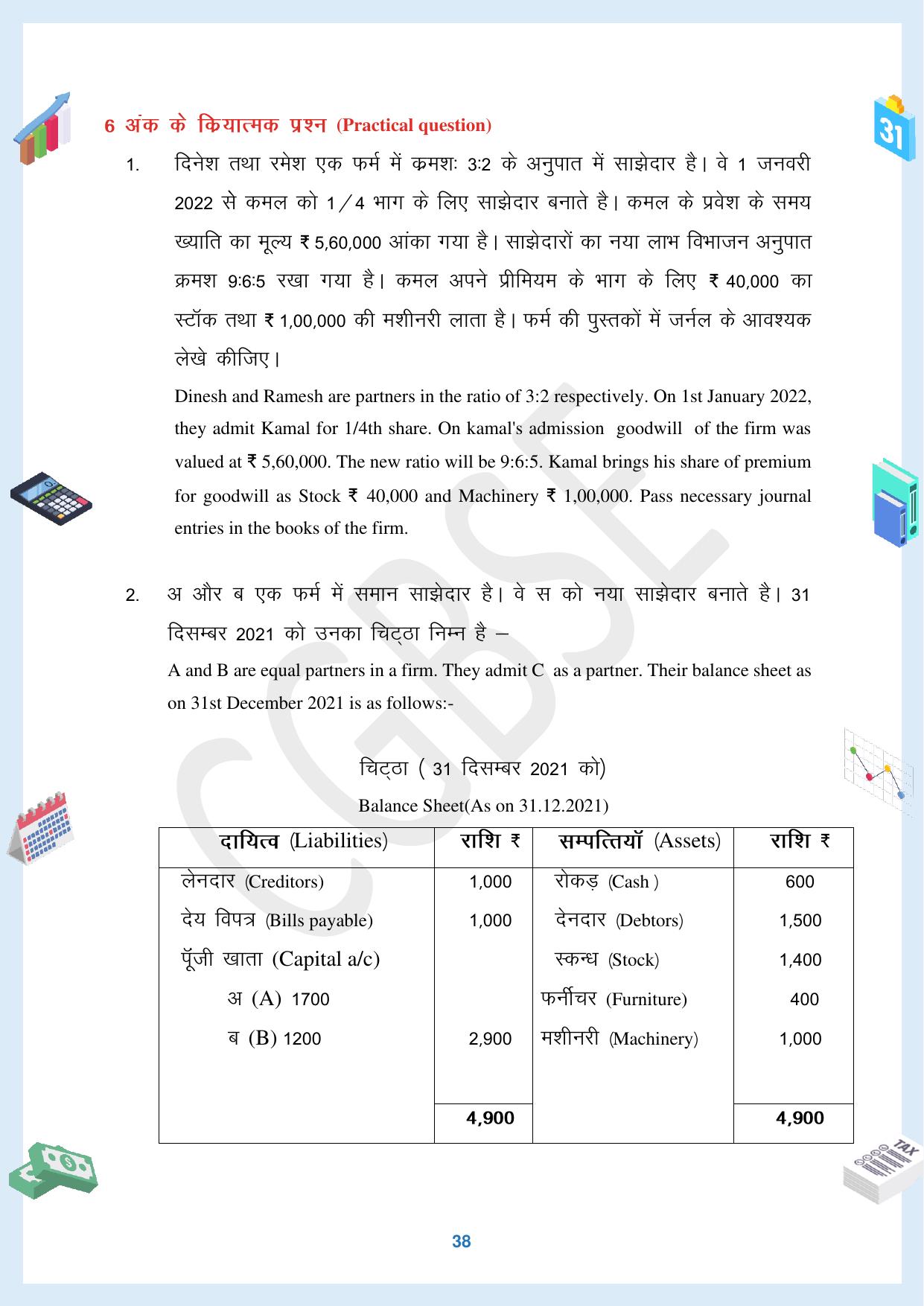 CGBSE Board Class 12 Accountancy  लेखाशास्त्र 2023-2024 Question Bank - Page 38