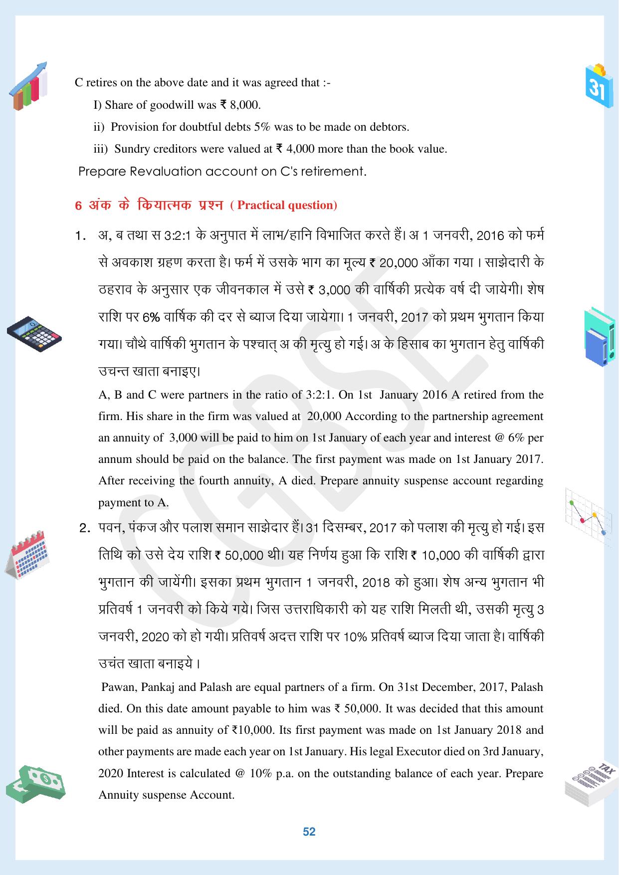 CGBSE Board Class 12 Accountancy  लेखाशास्त्र 2023-2024 Question Bank - Page 52
