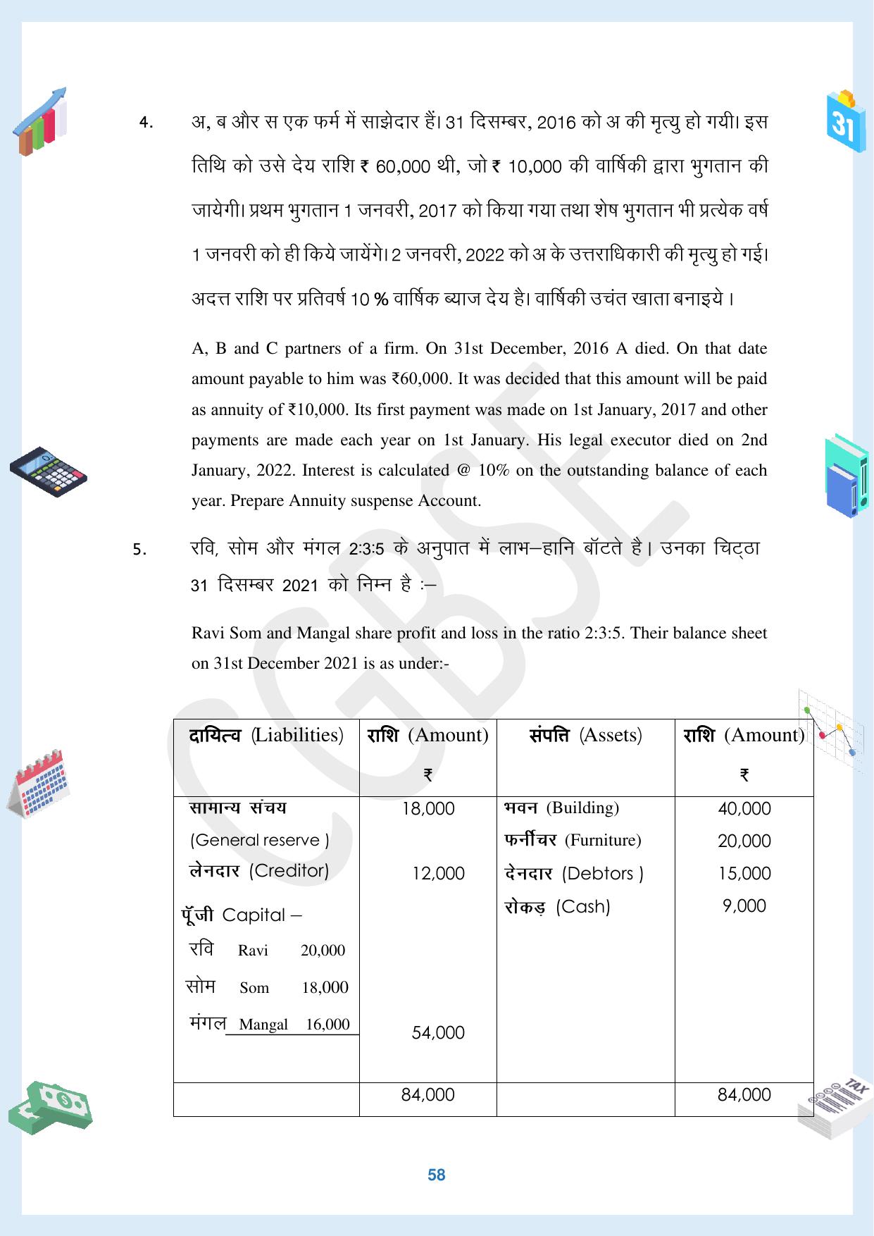 CGBSE Board Class 12 Accountancy  लेखाशास्त्र 2023-2024 Question Bank - Page 58