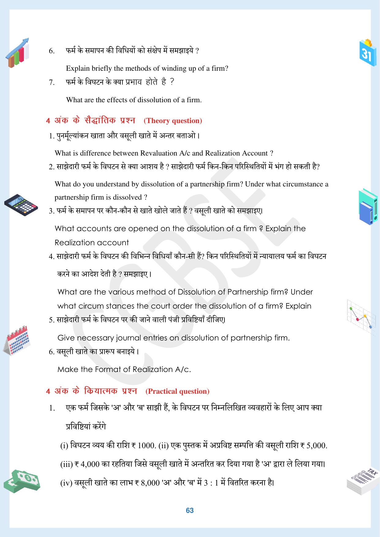 CGBSE Board Class 12 Accountancy  लेखाशास्त्र 2023-2024 Question Bank - Page 63