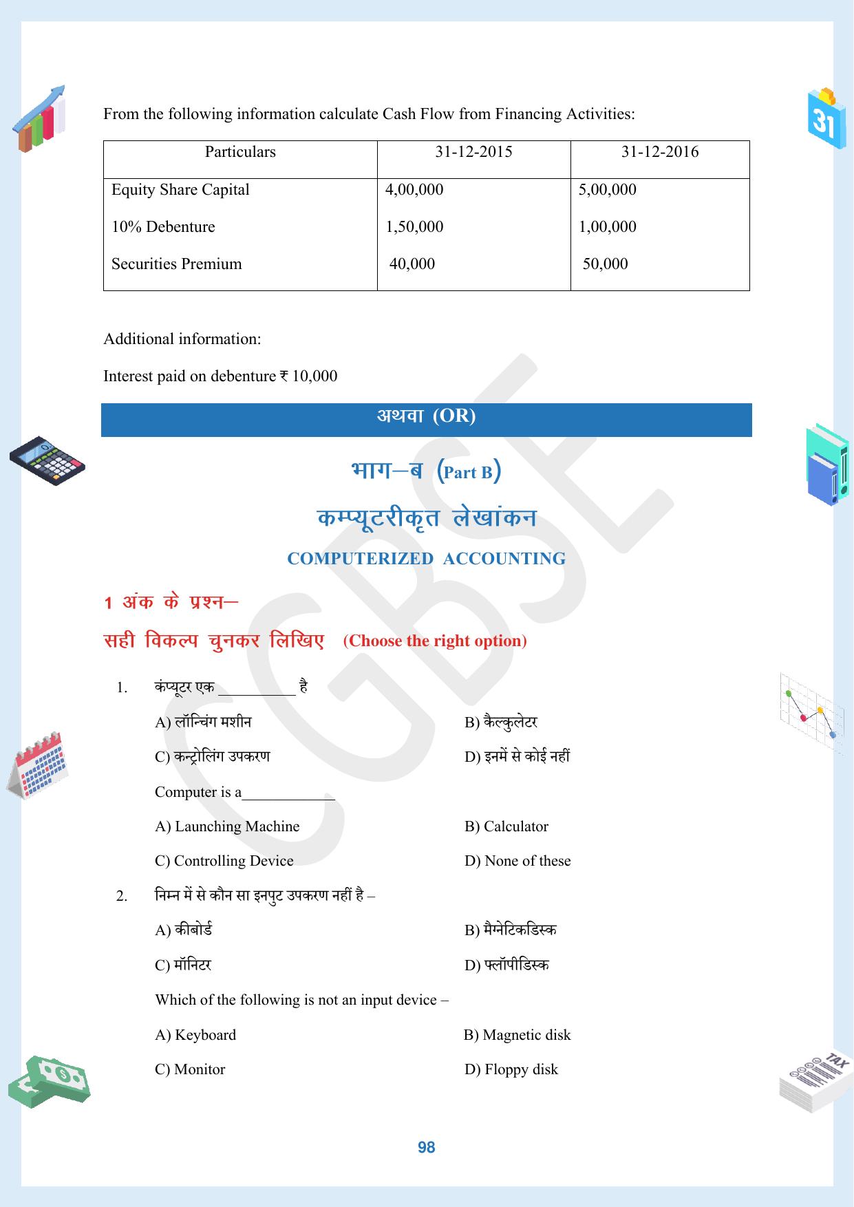 CGBSE Board Class 12 Accountancy  लेखाशास्त्र 2023-2024 Question Bank - Page 98