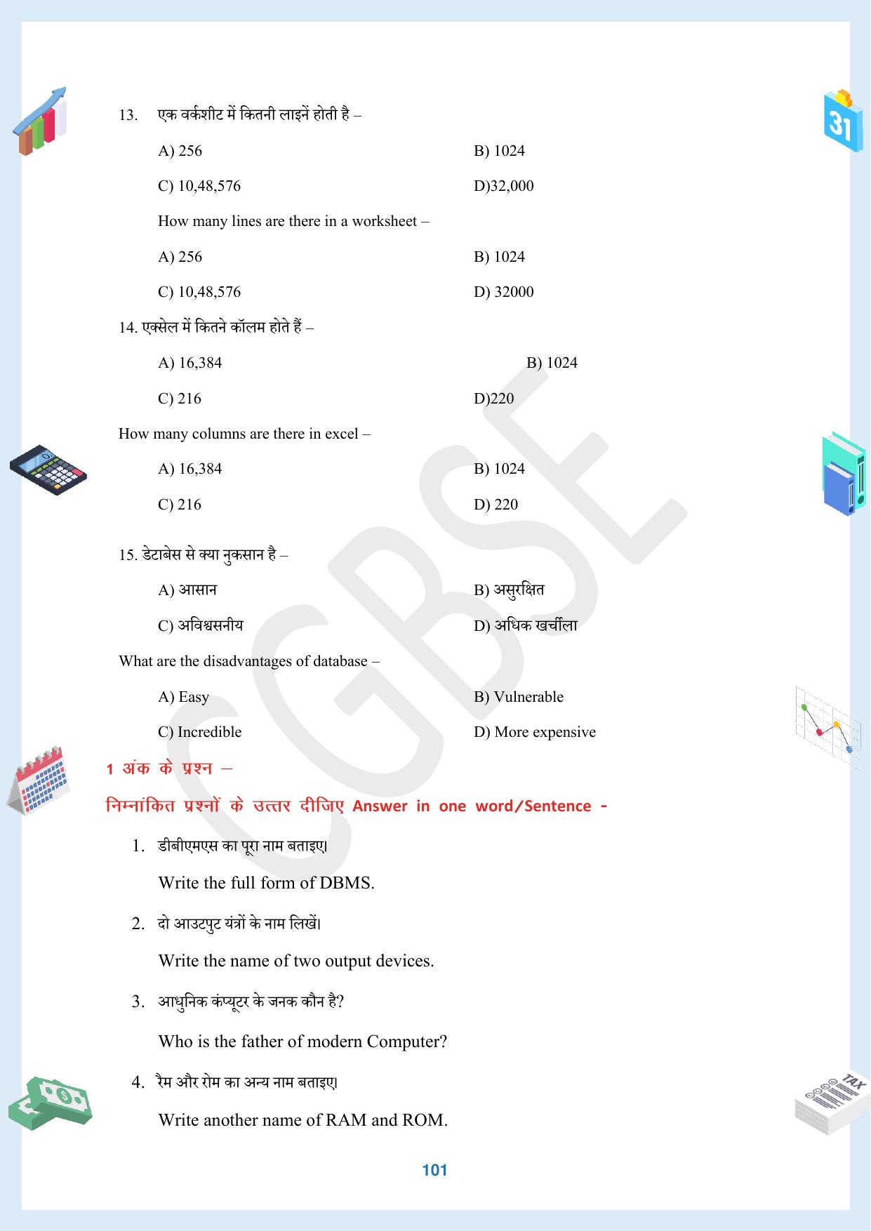 CGBSE Board Class 12 Accountancy  लेखाशास्त्र 2023-2024 Question Bank - Page 101