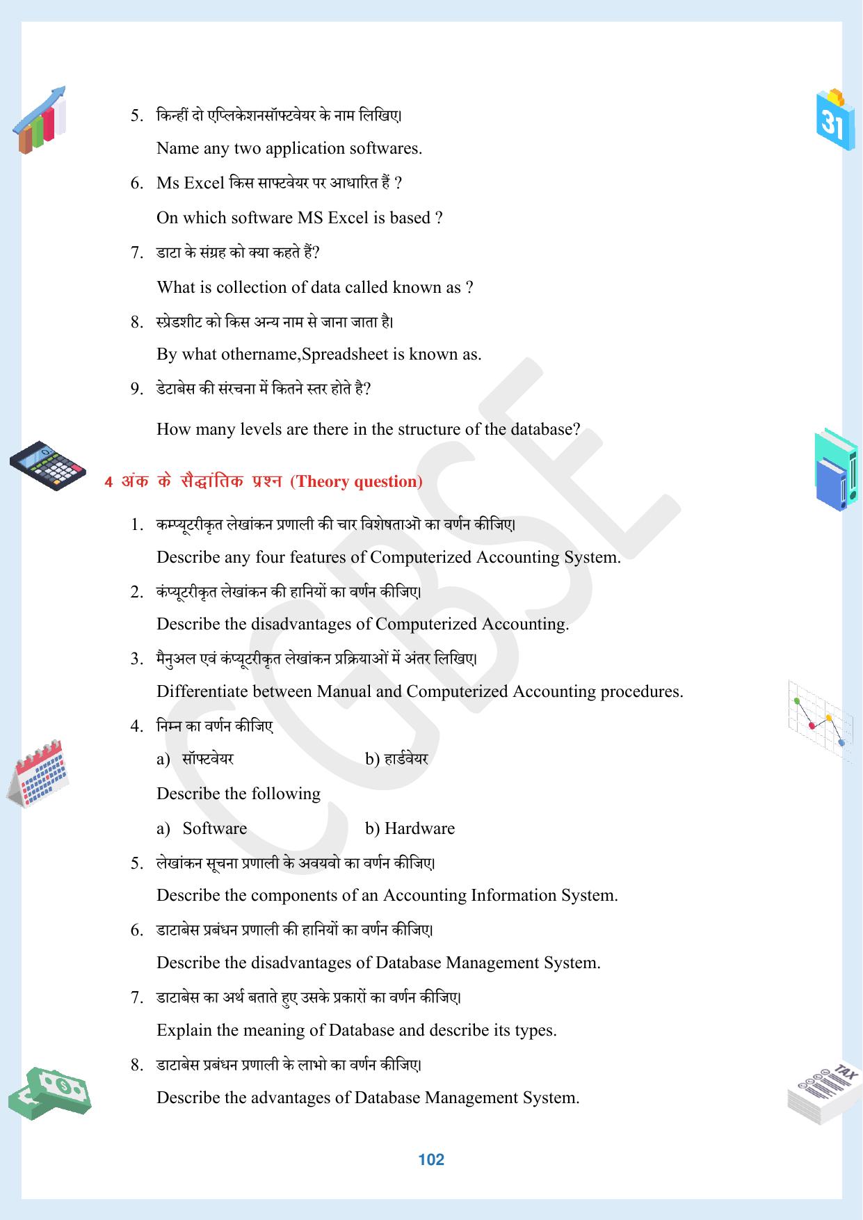 CGBSE Board Class 12 Accountancy  लेखाशास्त्र 2023-2024 Question Bank - Page 102
