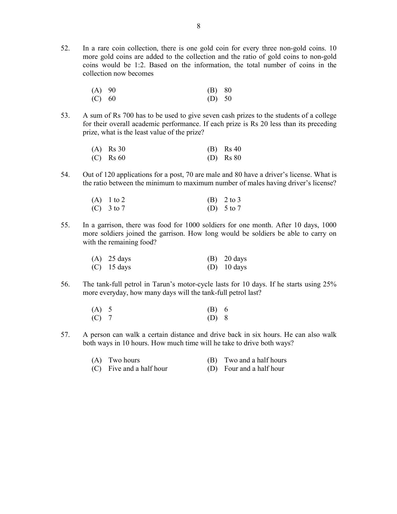 CUSAT CAT 2017 5 Year LL.B Question Paper - Page 8