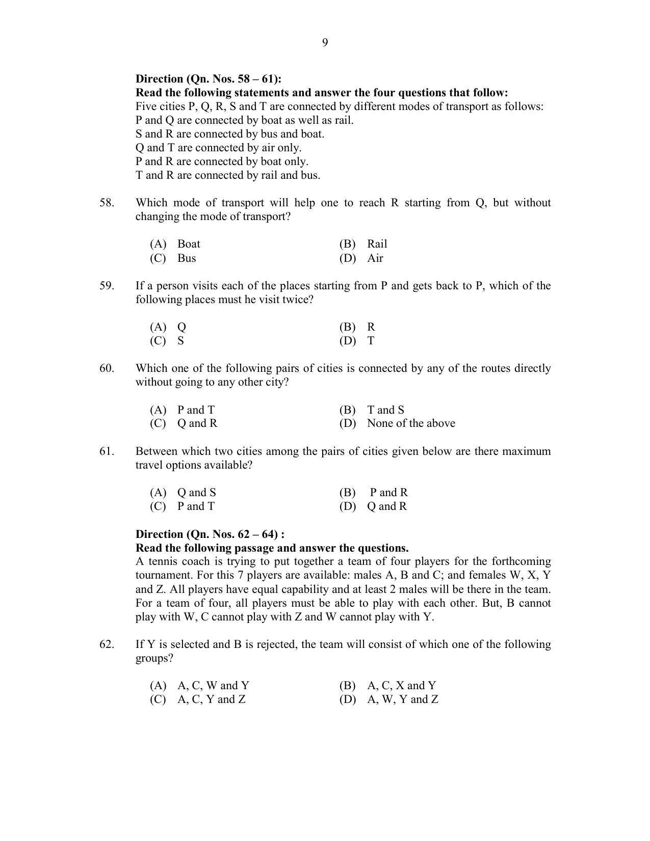 CUSAT CAT 2017 5 Year LL.B Question Paper - Page 9