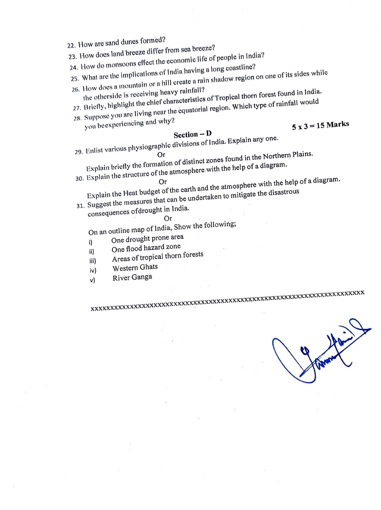 JKBOSE Class 11 Geography Model Question Paper - Page 3