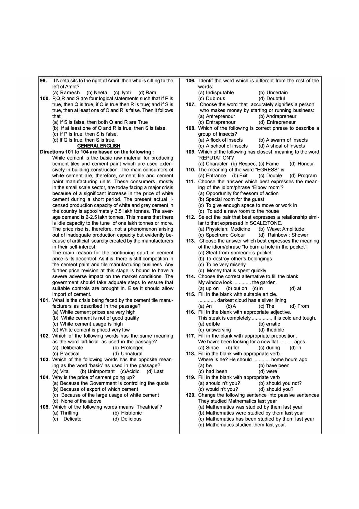 NIMCET 2016 Question Paper - Page 7