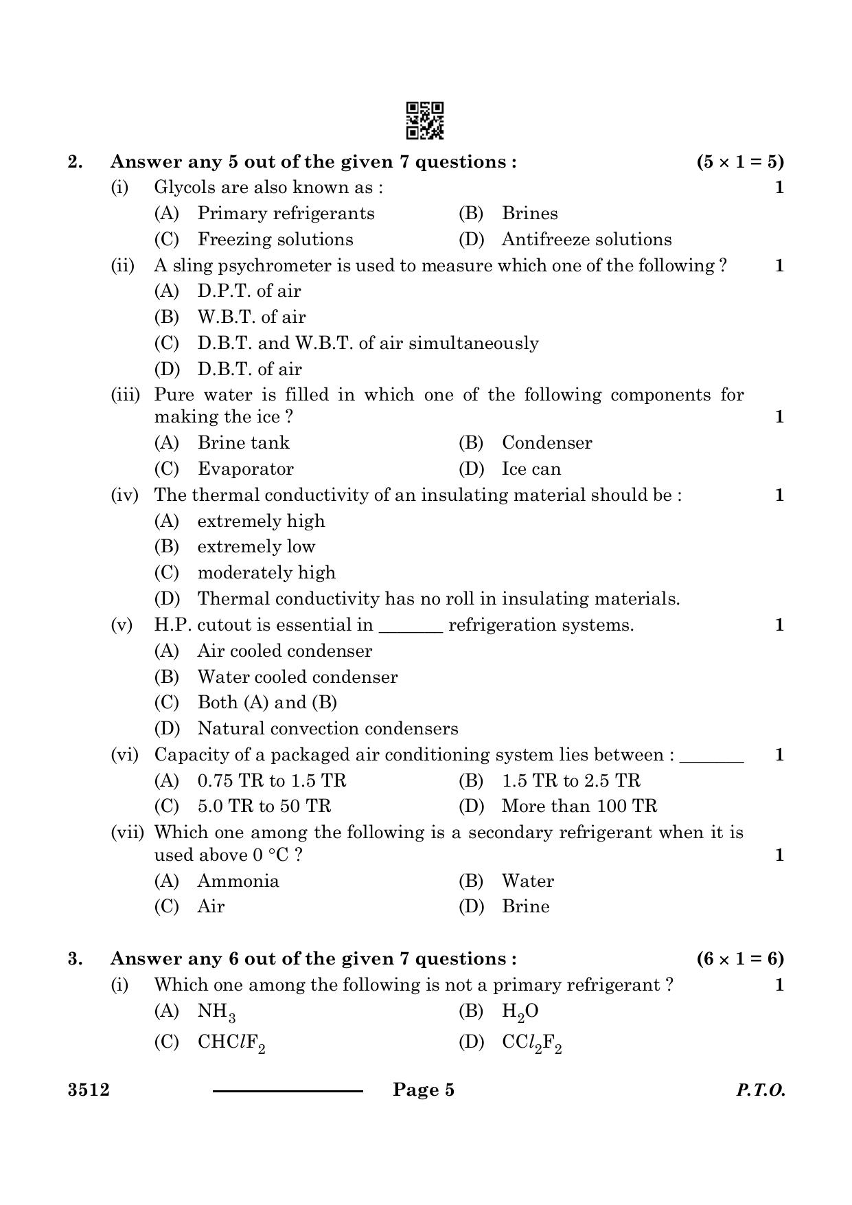 CBSE Class 12 Air-Conditioning & Refrigeration 2024 Question Paper - Page 5