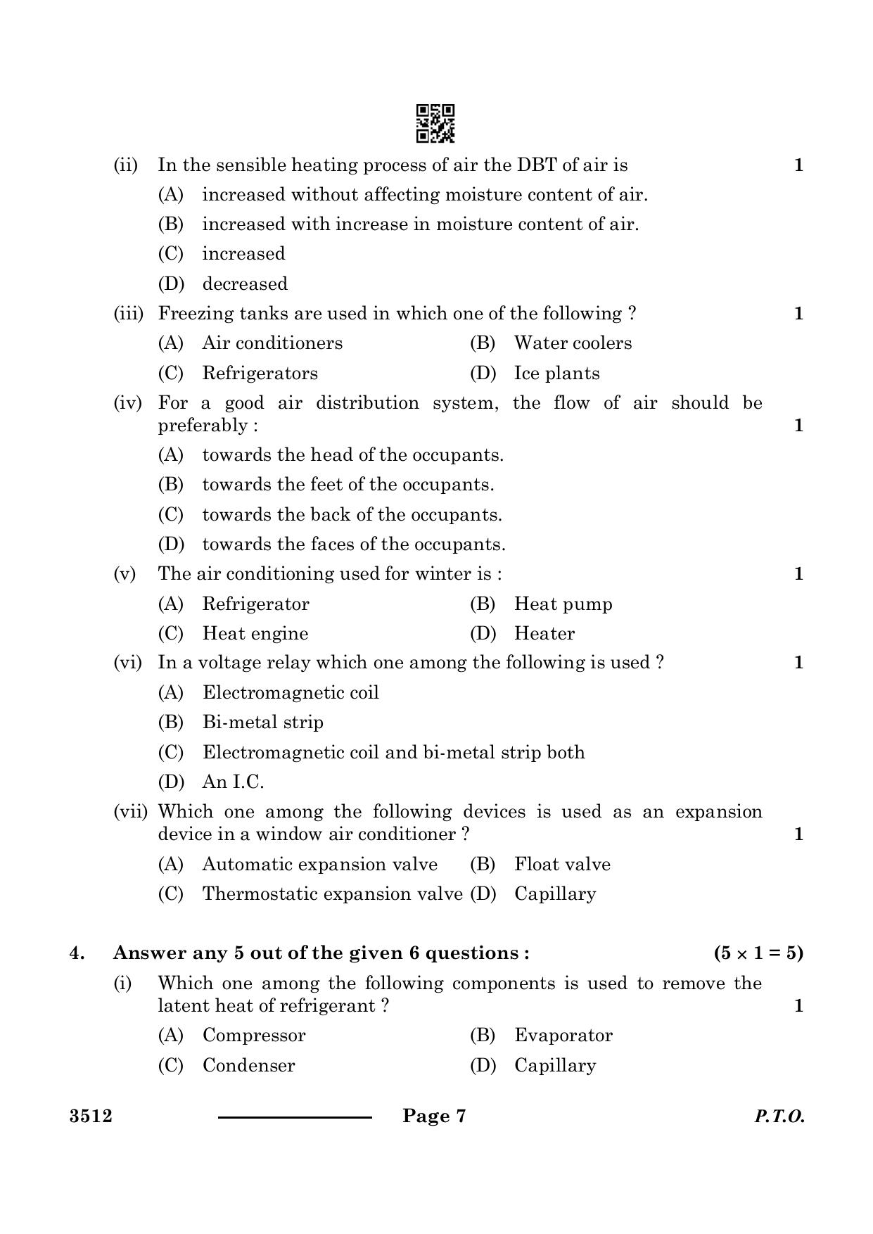 CBSE Class 12 Air-Conditioning & Refrigeration 2024 Question Paper - Page 7